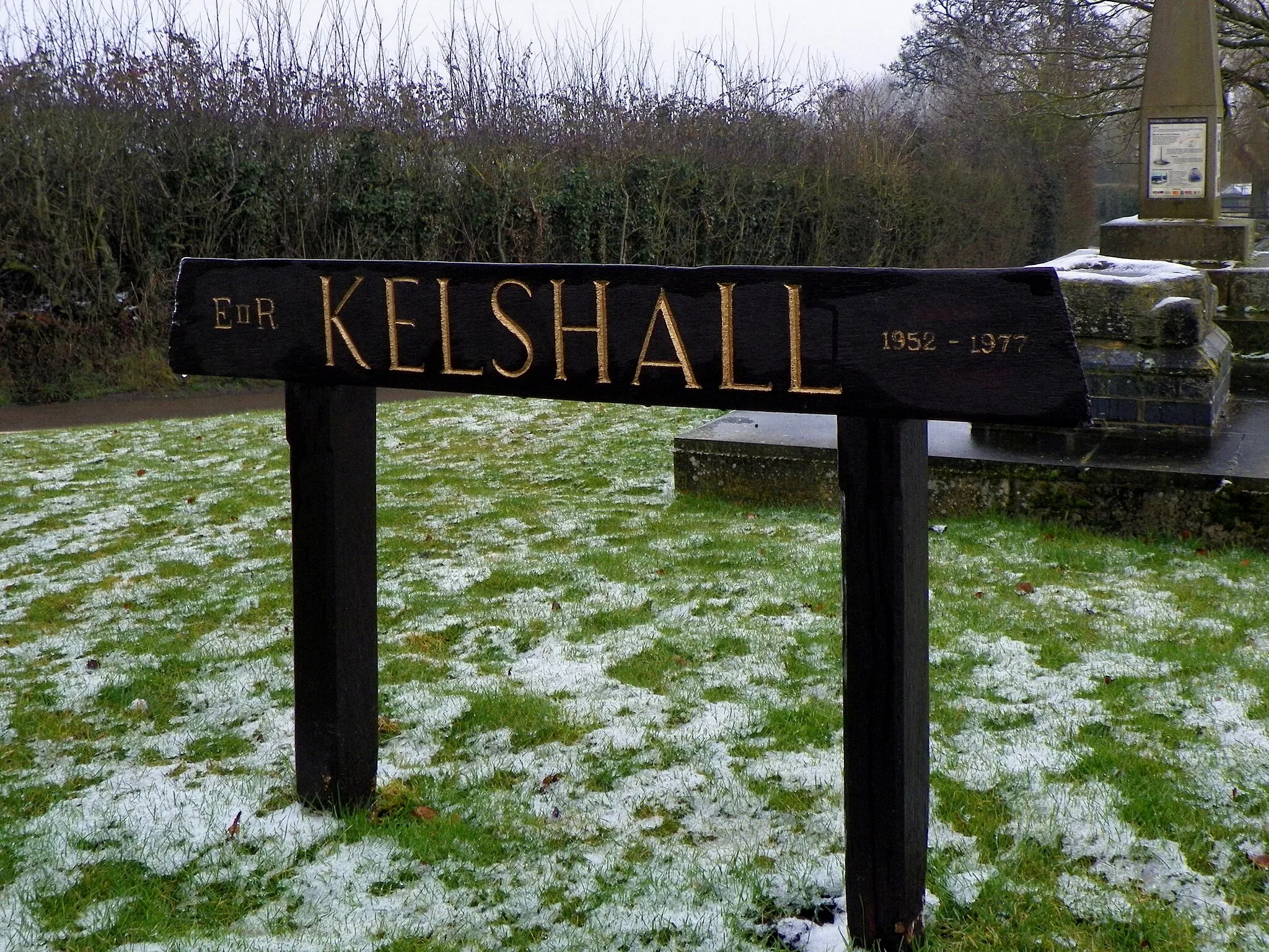 Photo showing: Kelshall sign, Kelshall, Hertfordshire.

GOC Hertfordshire's walk on 11 February 2017, a 7.3-mile circular walk in and around Therfield, Sandon and Kelshall in Hertfordshire. Julian S led the walk, which was attended by 10 people and two dogs. You can view my other photos of this event, read the original event report, find out more about the Gay Outdoor Club or see my collections.