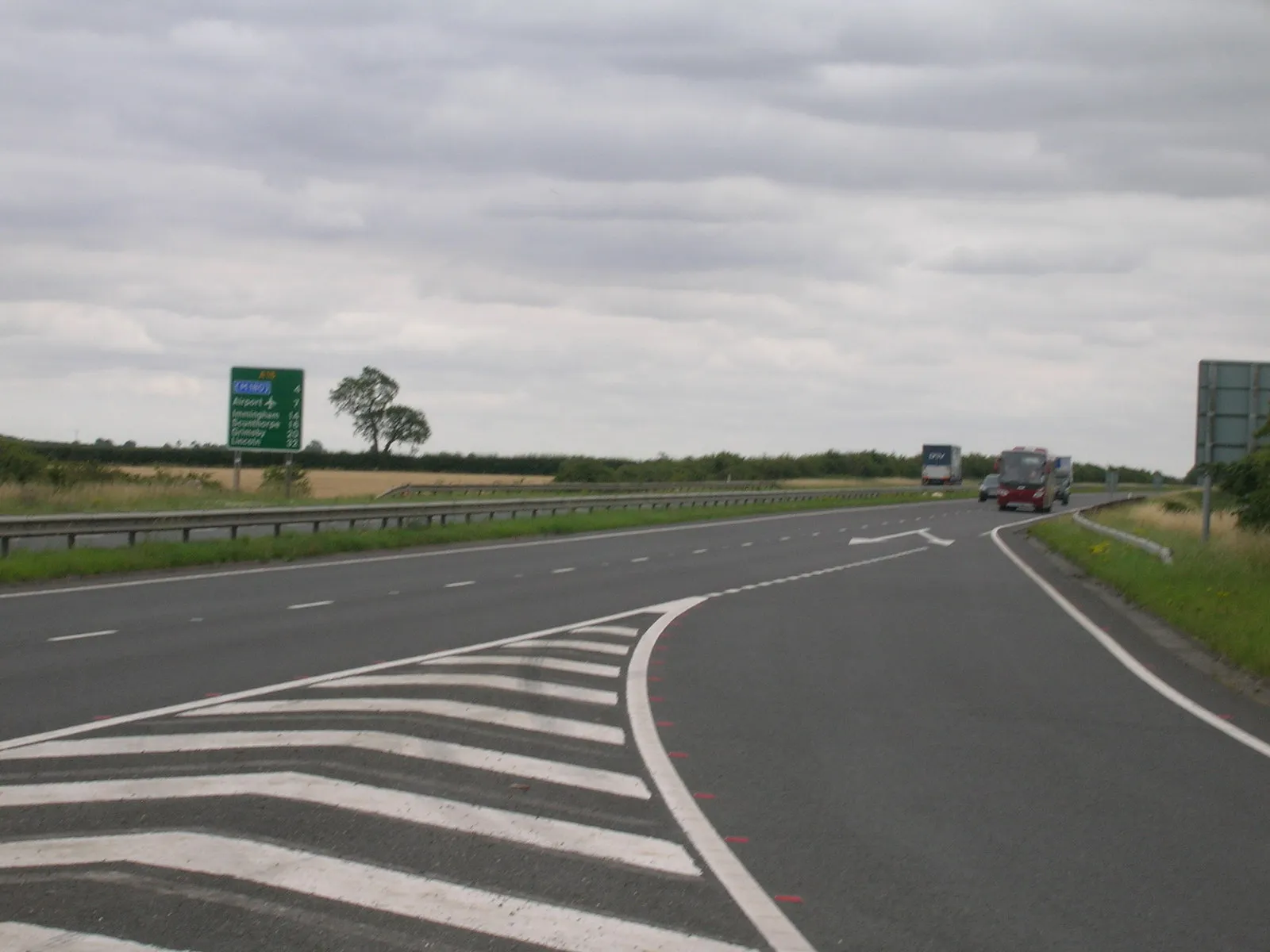 Photo showing: A15 and slip road looking south