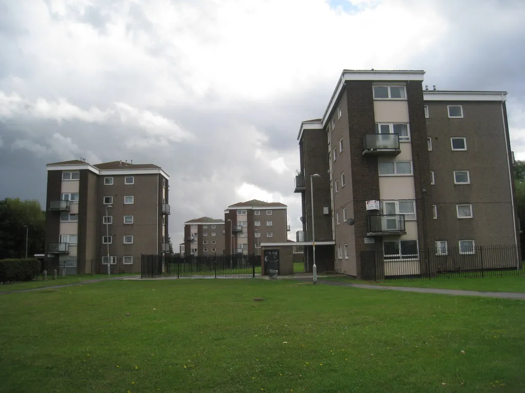 Photo showing: Wimpey blocks