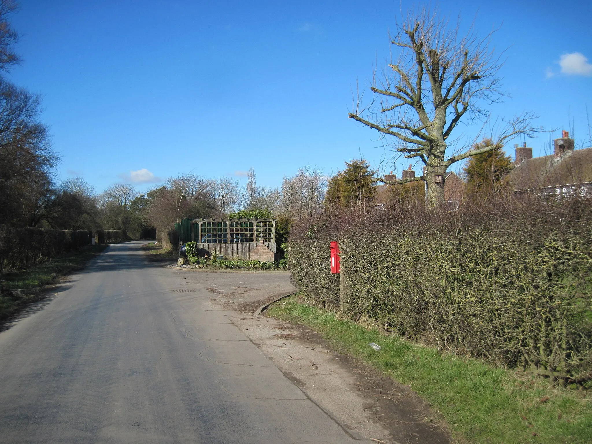 Photo showing: Catfoss  Postbox  and  set  back  houses