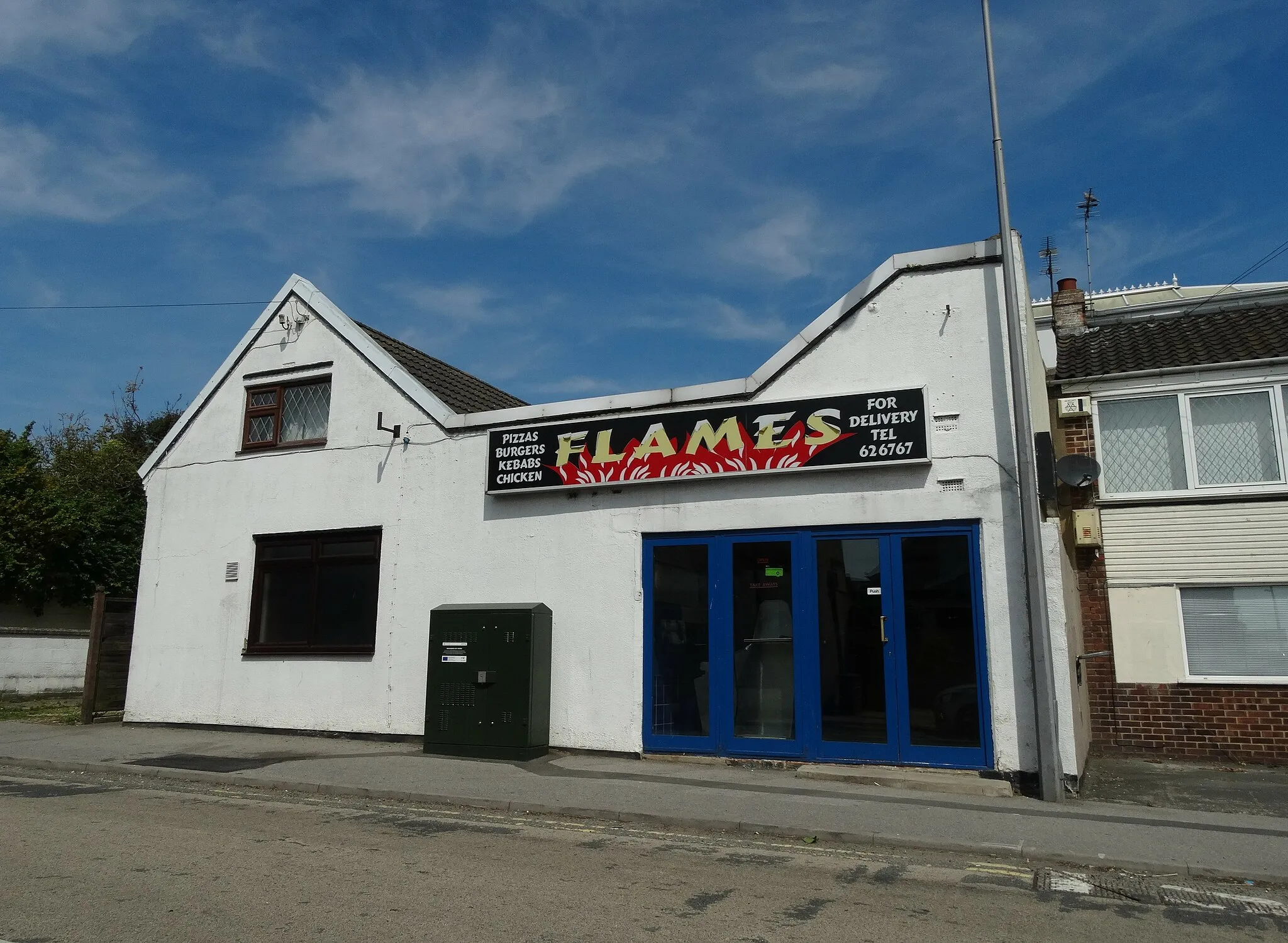 Photo showing: "Flames" takeaway business in Keyingham