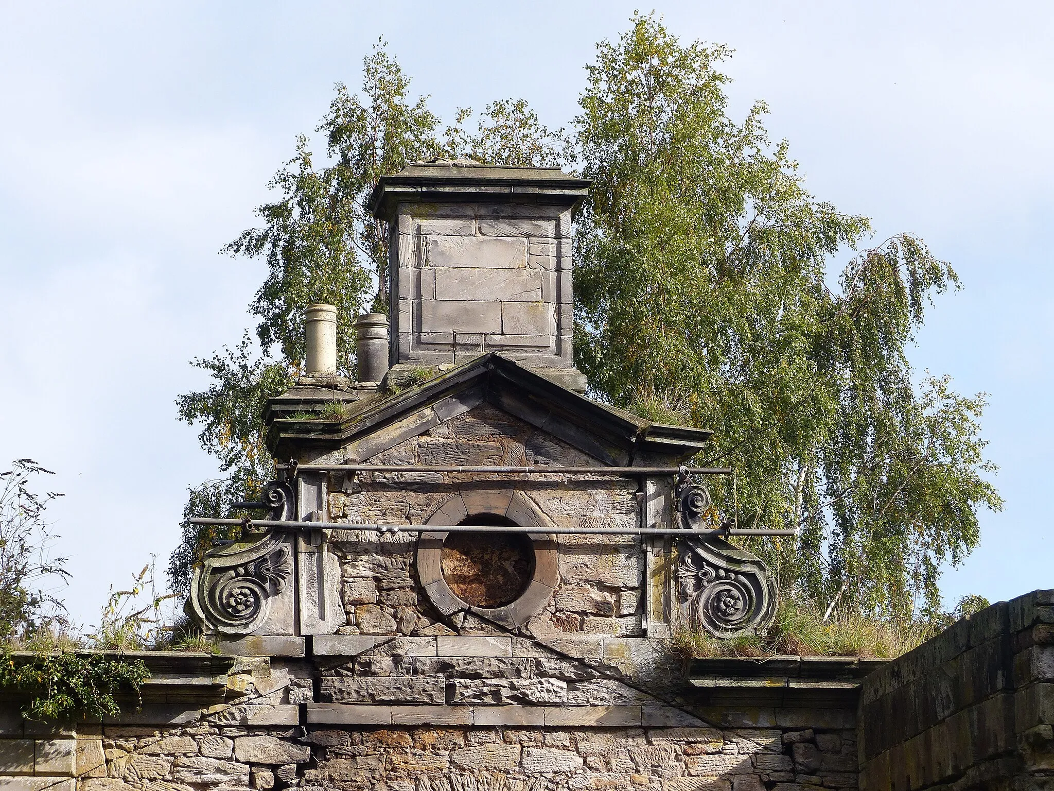 Photo showing: Mavisbank House. Rear chimney gable of NW pavillion