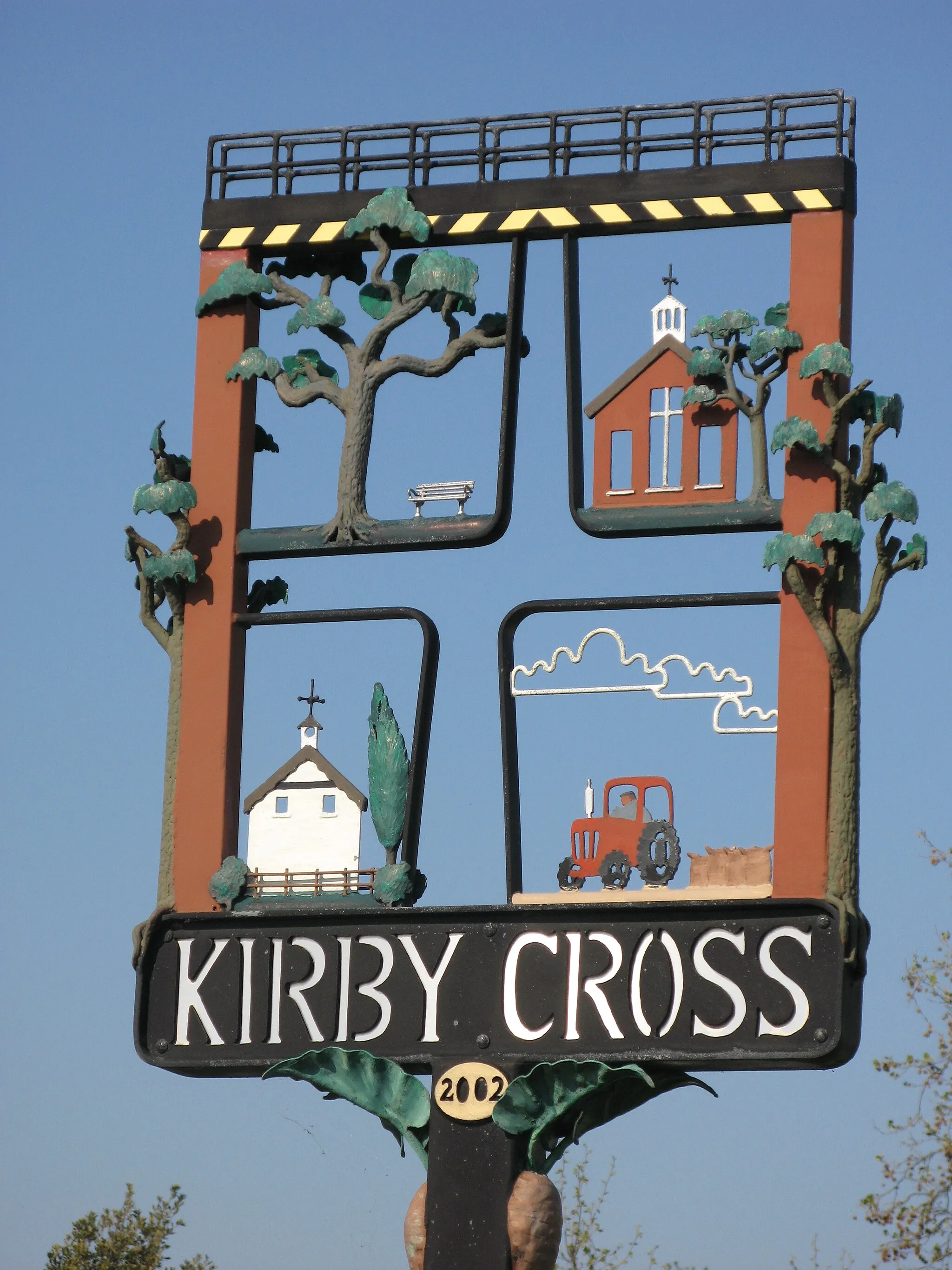 Photo showing: Kirby Cross village sign