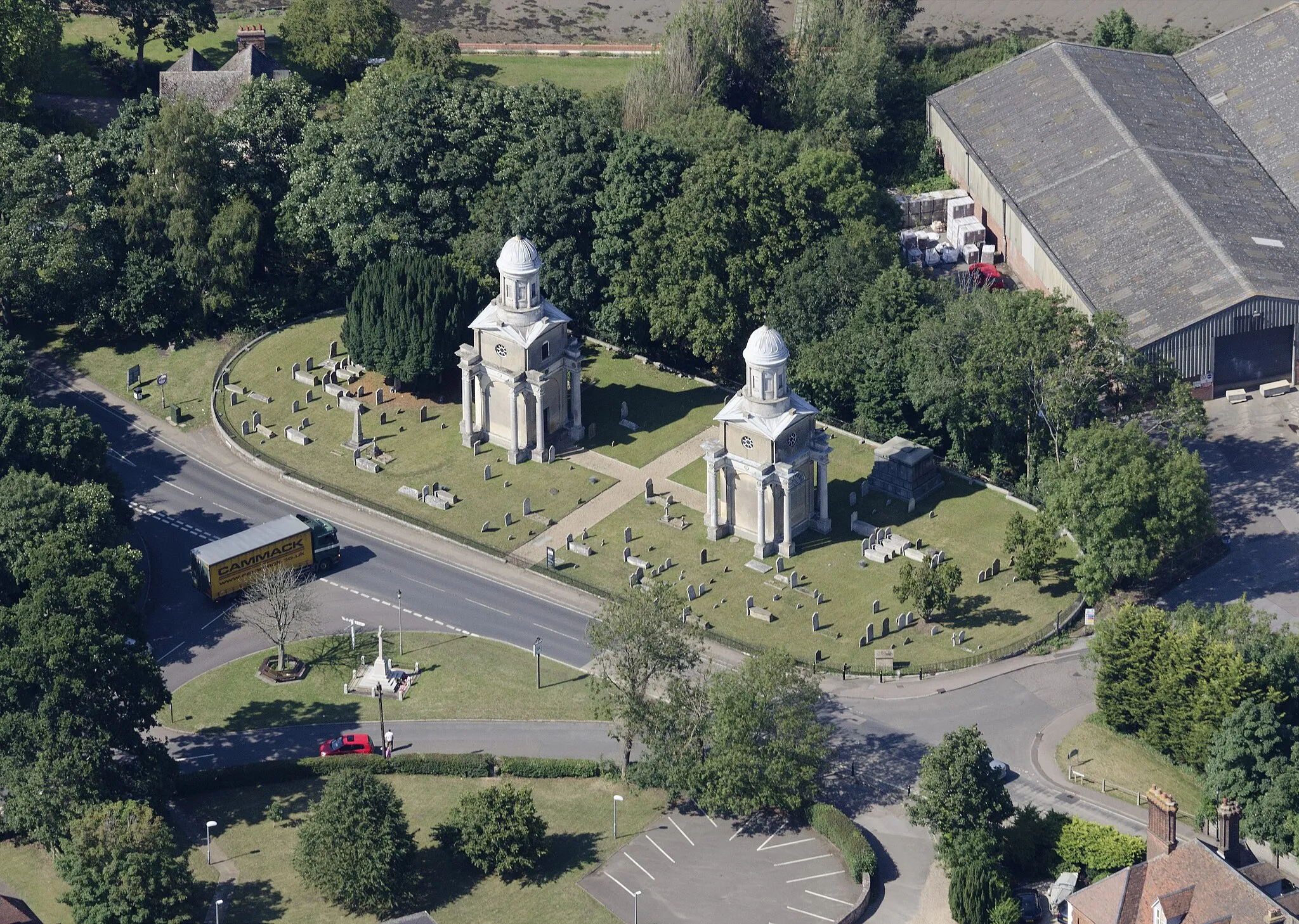 Photo showing: Mistley Towers in Essex - aerial