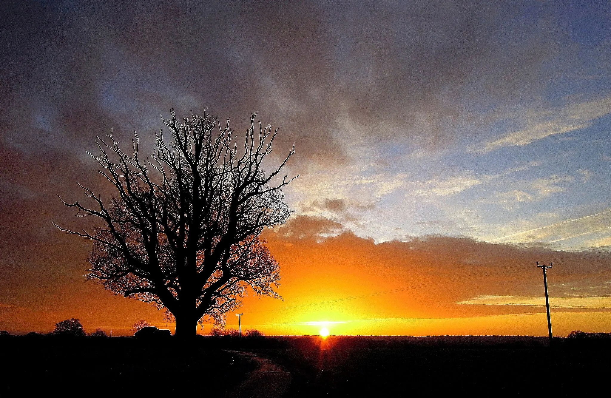 Photo showing: Here comes the Sun , Padhams Green , Essex , January 2012