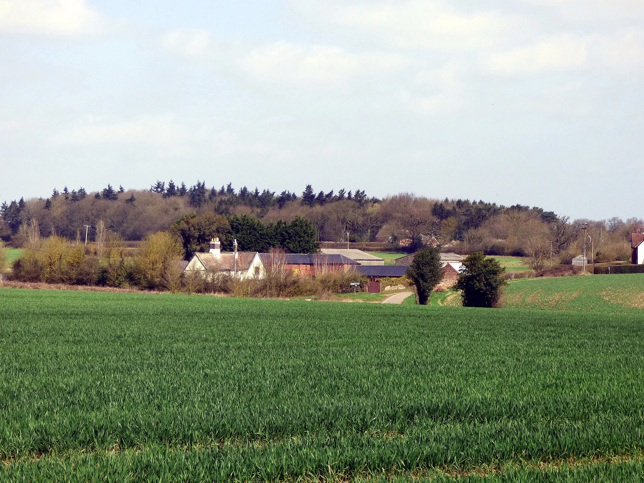 Photo showing: View near Wandon End, Hertfordshire.

GOC Hertfordshire's walk on 14 April 2018. This was a 9.8-mile circular walk in and around the villages and hamlets of Breachwood Green, Colemans Green, Darleyhall and Wandon End in Hertfordshire; Someries and Chiltern Green in Bedfordshire; and Peter's Green, Perry Green and Bendish, back in Hertfordshire. I led the walk, which was attended by 13 people (including me). You can view my other photos of this event, find out more about the Gay Outdoor Club or see my collections.