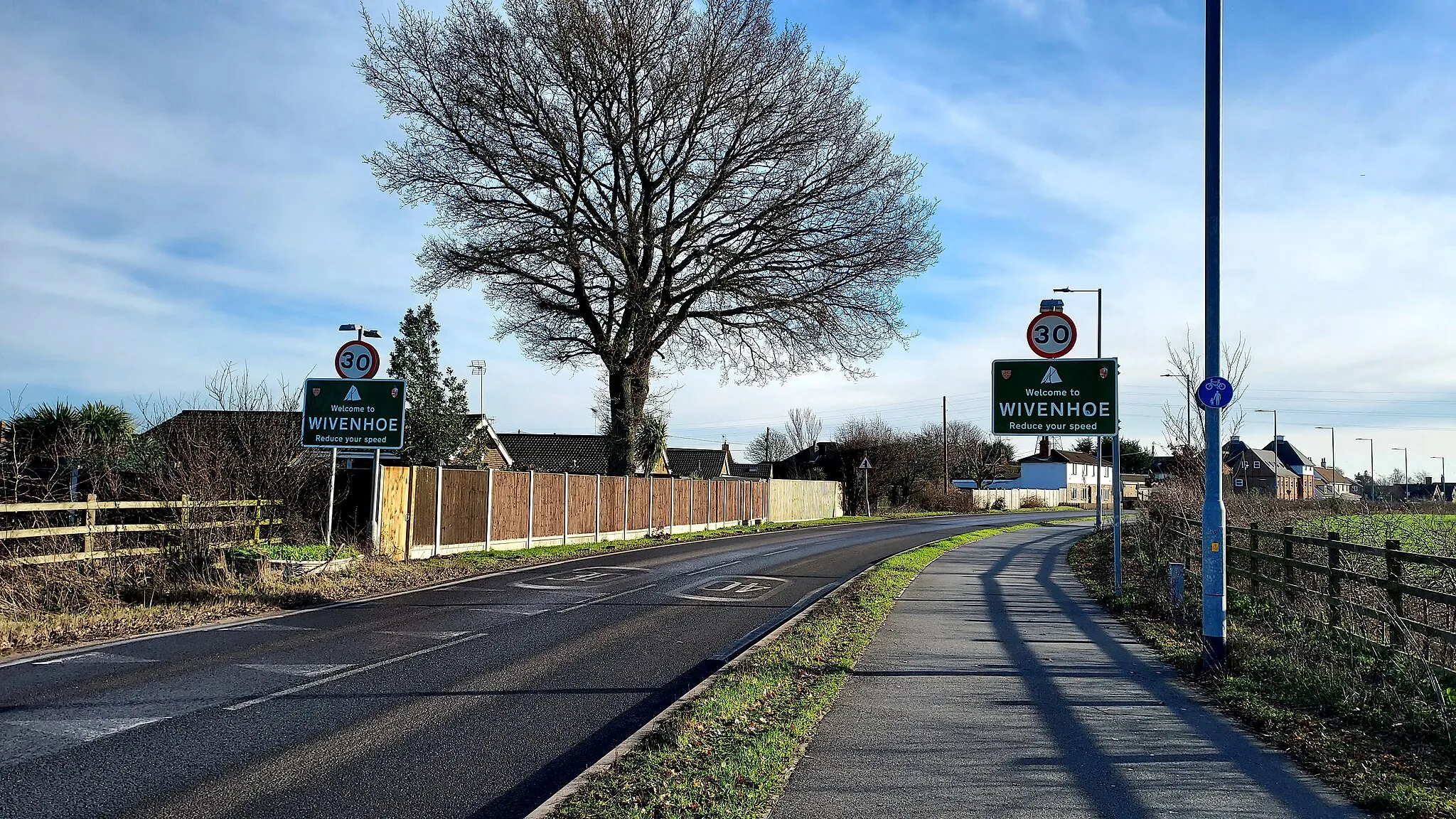 Photo showing: Wivenhoe Road sign 2023