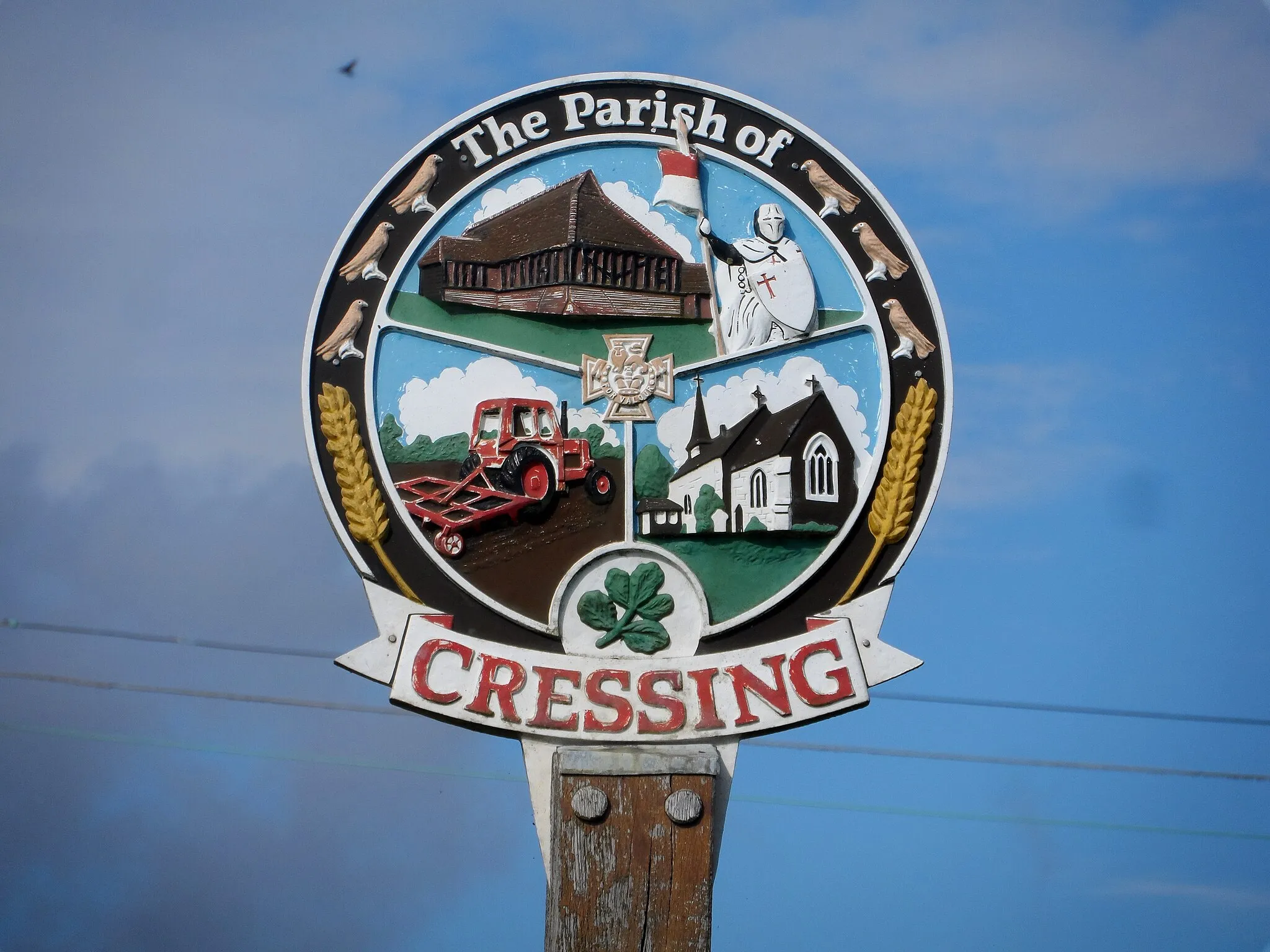 Photo showing: Cressing village sign (close-up)