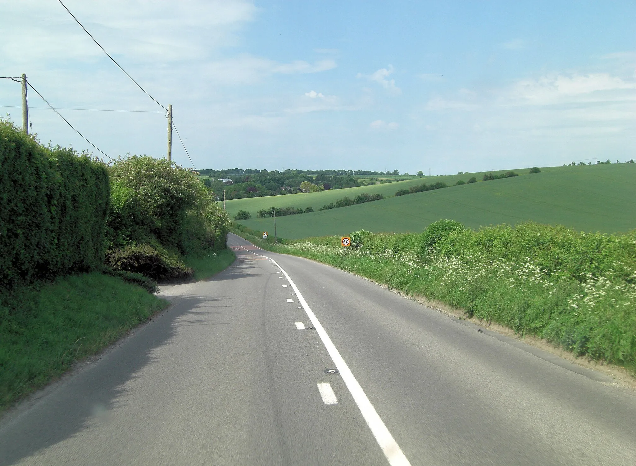 Photo showing: A354 descends towards Coombe Bissett