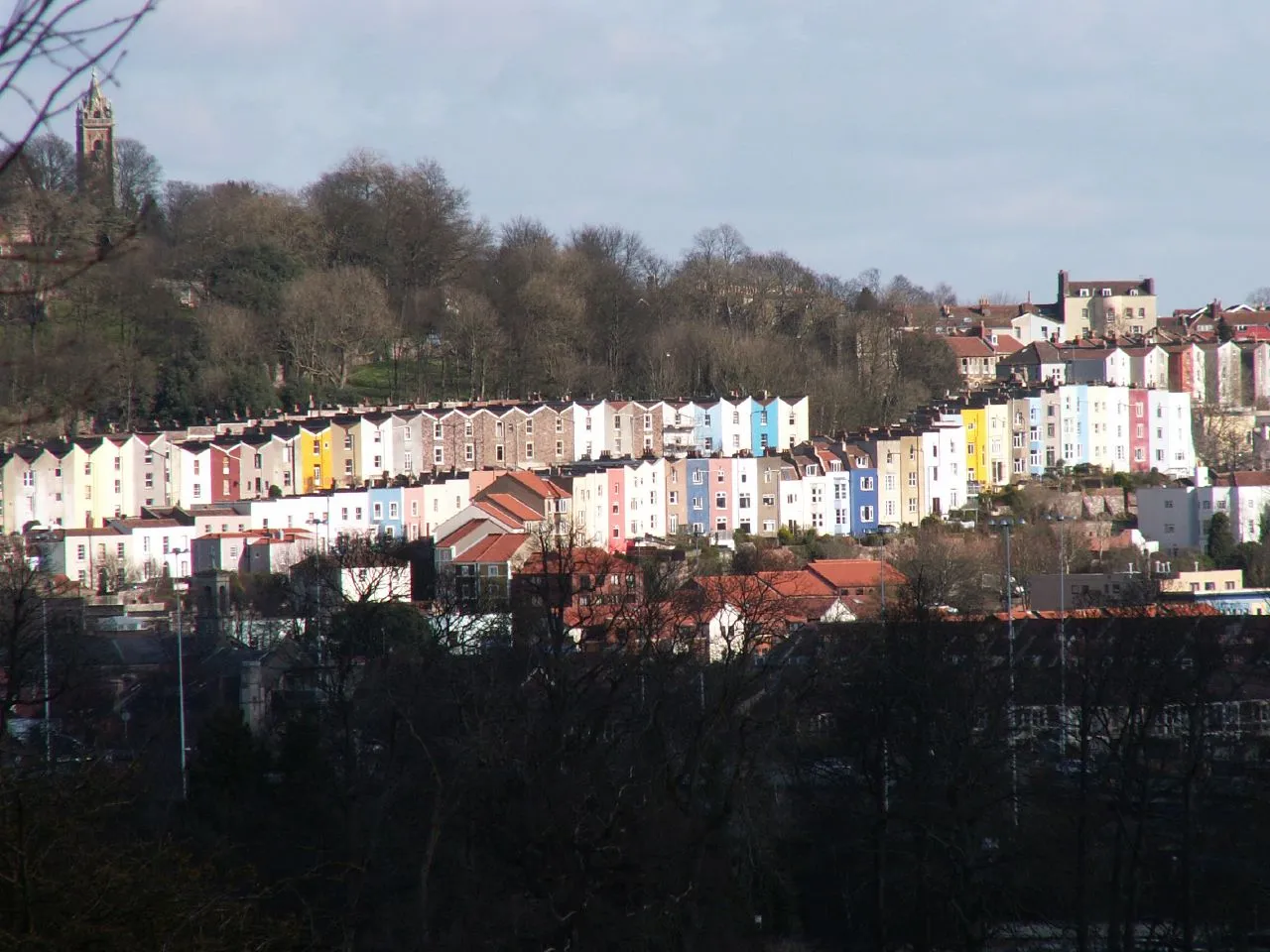 Photo showing: Hotwells and Brandon Hill in Bristol, as viewed from Ashton Court Estate.