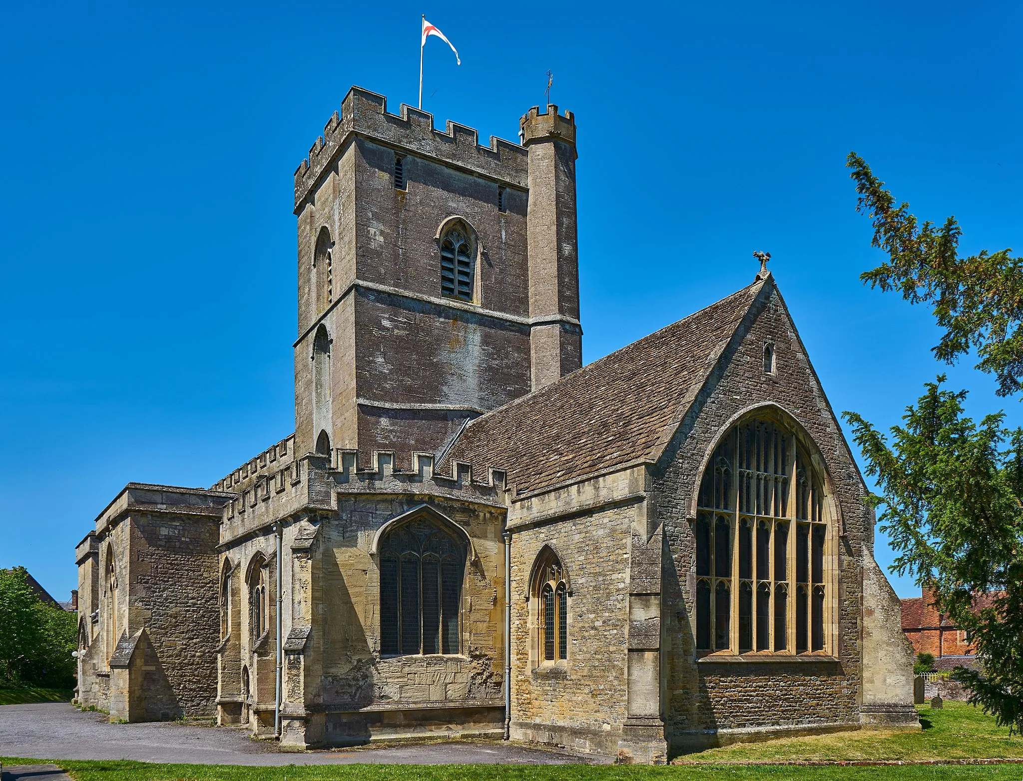 Photo showing: All Saints' Church, Westbury, taken 25th May 2020