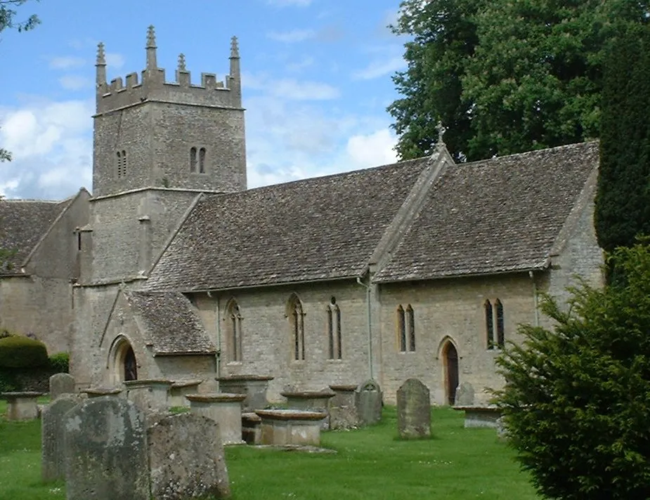 Photo showing: All Saints' parish church, Somerford Keynes, Gloucestershire, seen from the southeast