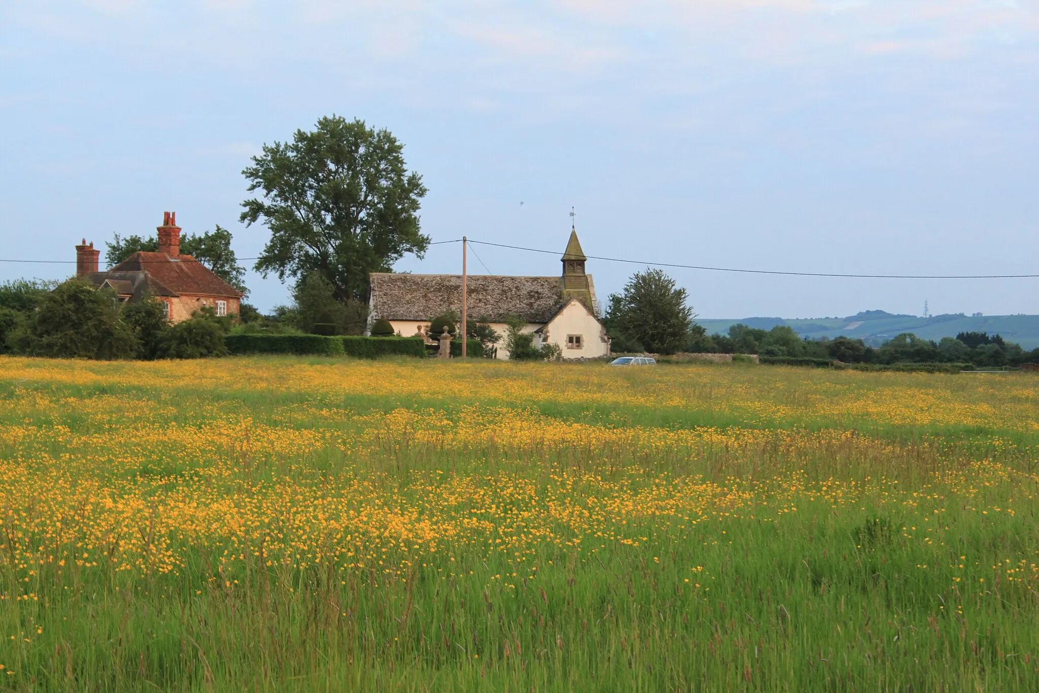 Photo showing: All Saints church in Goosey at sunset