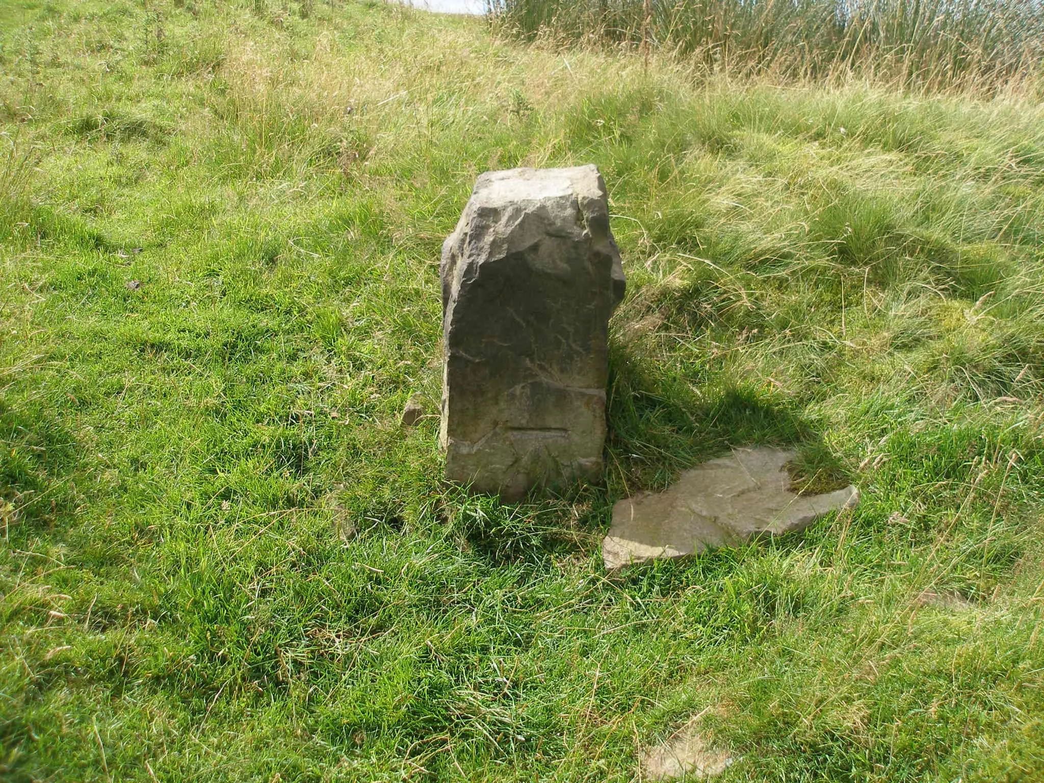 Photo showing: Benchmark on a stone post at Cold Greave
