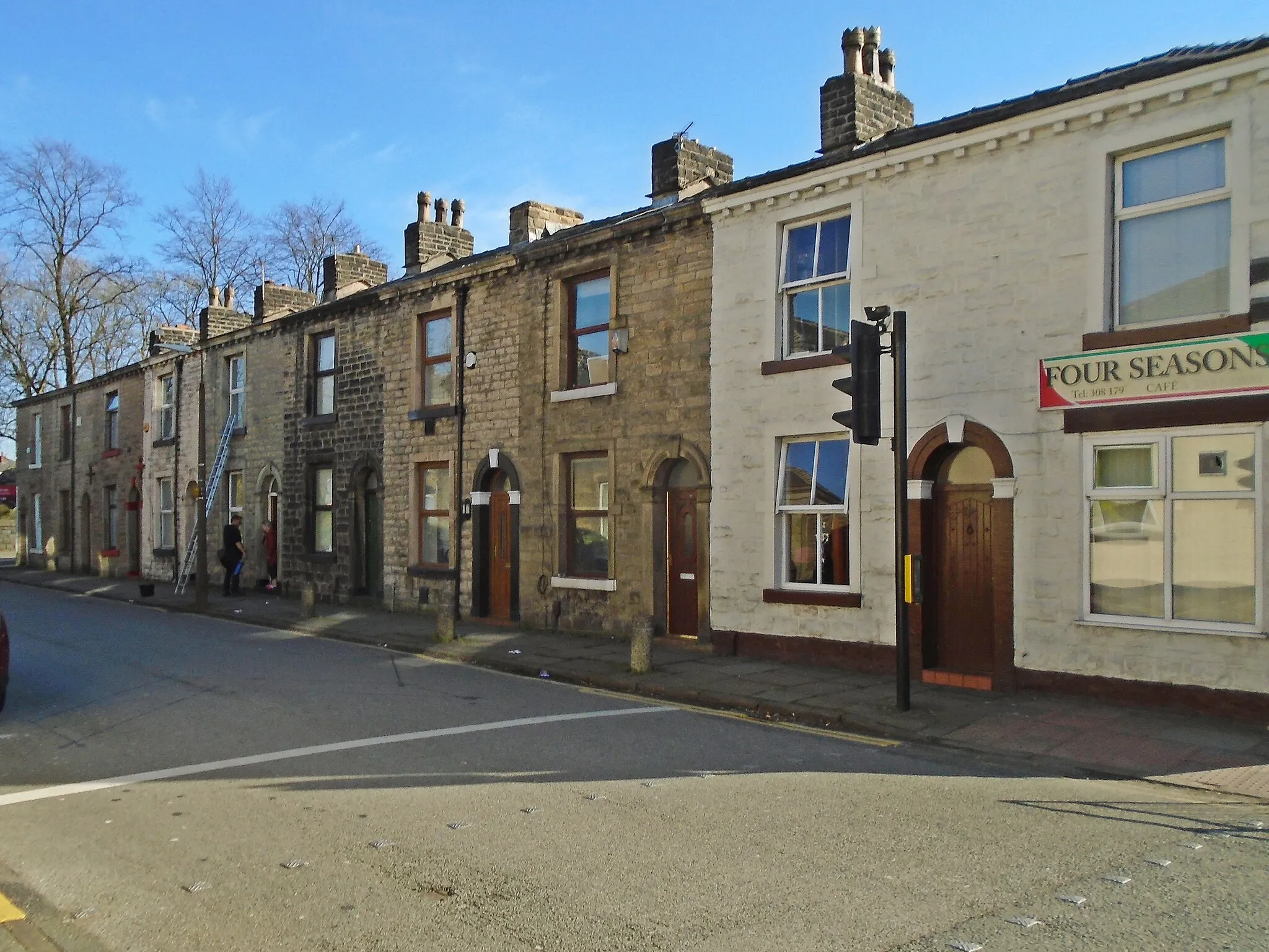 Photo showing: Grade II listed row of terraced houses in Birley Street, off Blackburn Road, Astley Bridge, Bolton