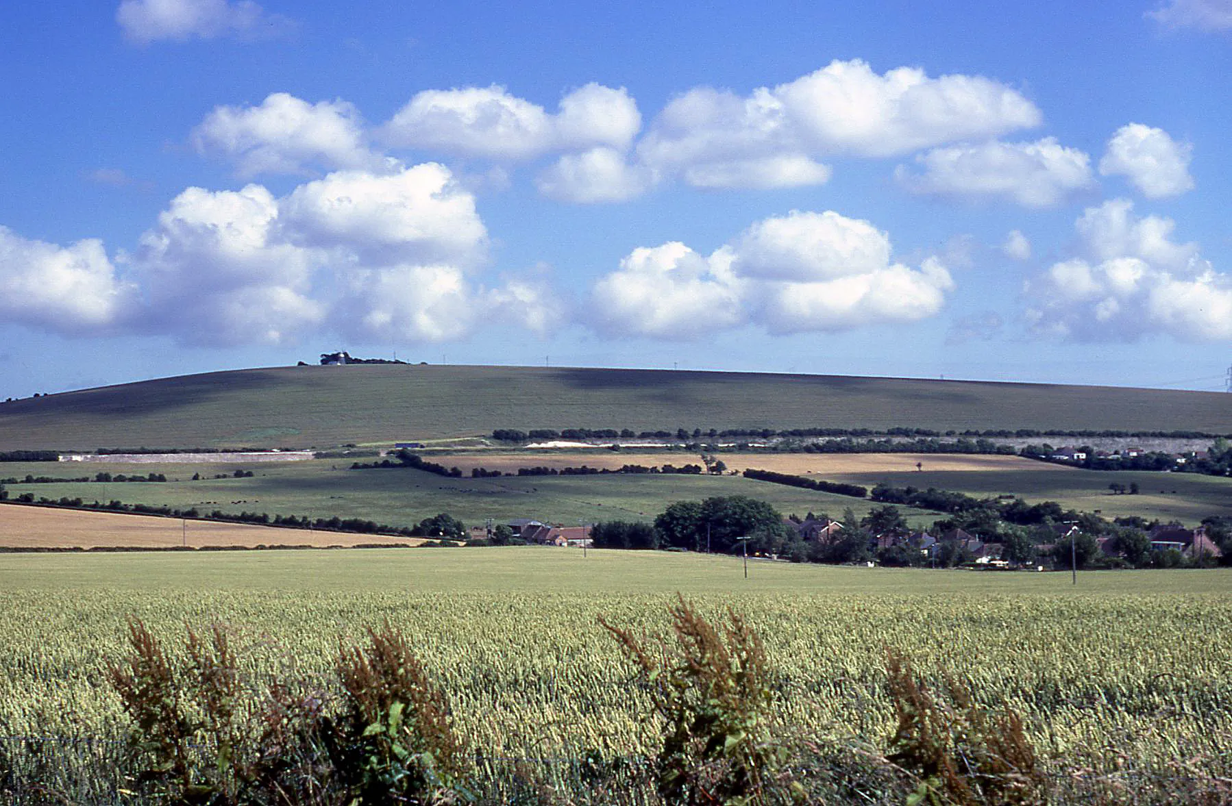 Photo showing: Windmill Hill This is the view looking towards Chalton Windmill from near the village of Clanfield.