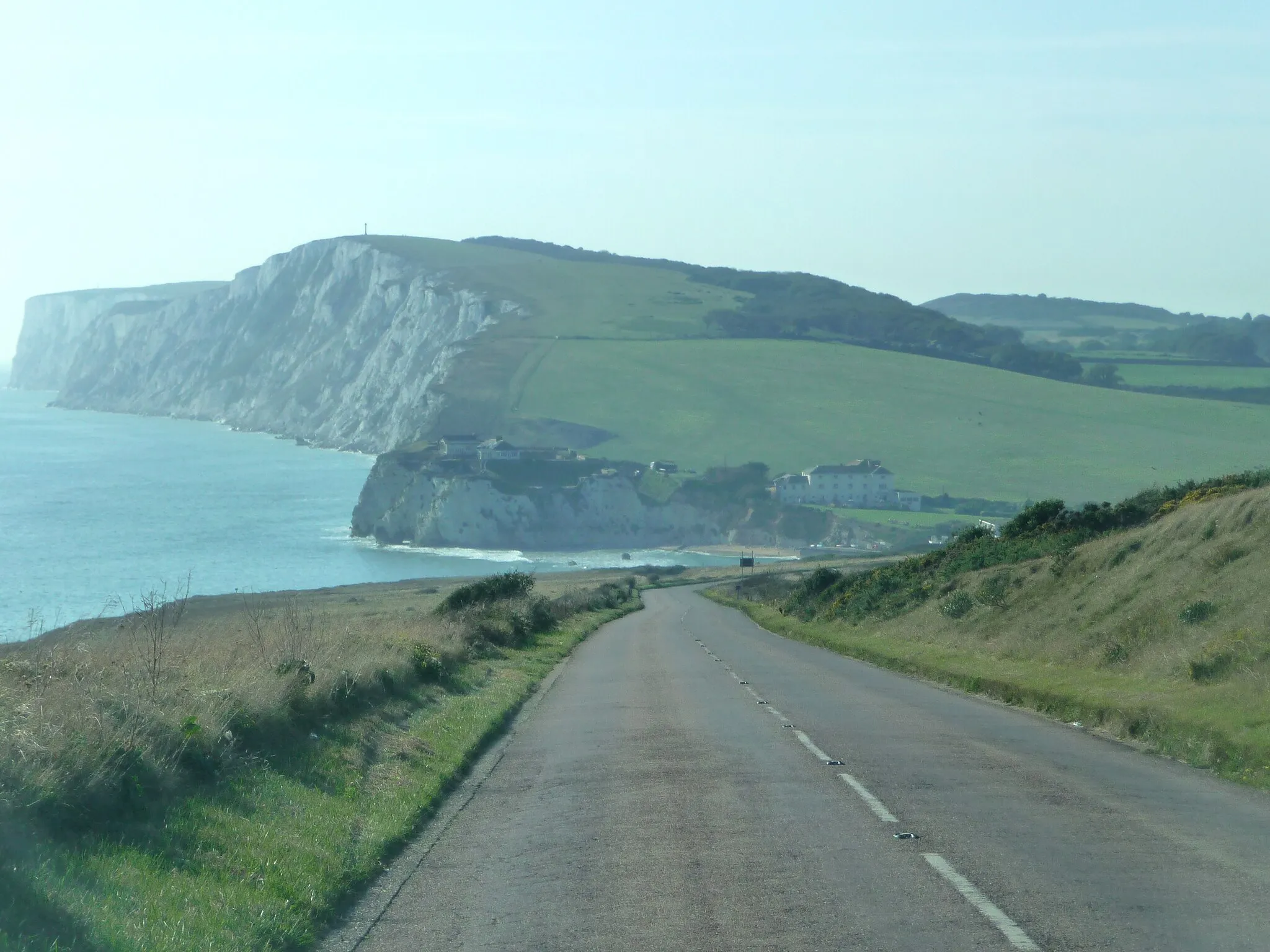 Photo showing: Military Road A3055 descent into Freshwater Bay