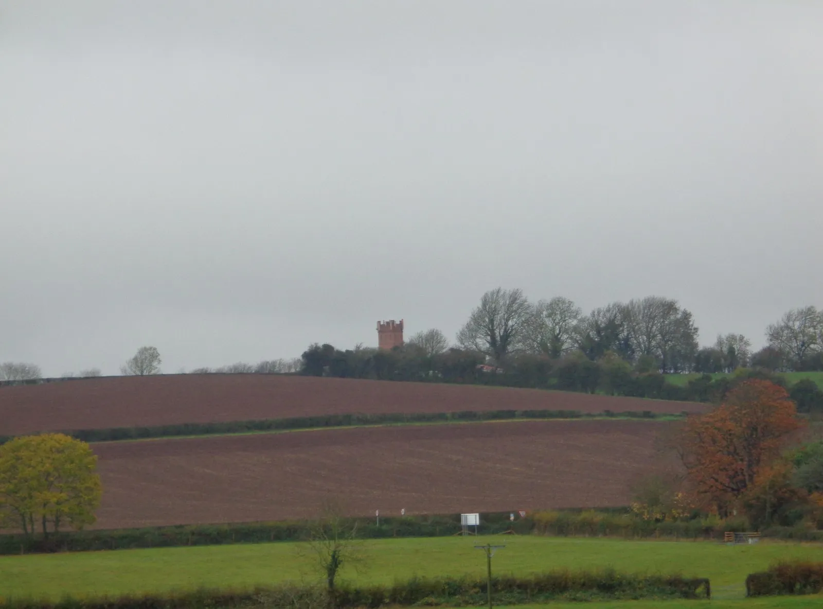 Photo showing: Across fields to mobile phone tower, Inkberrow