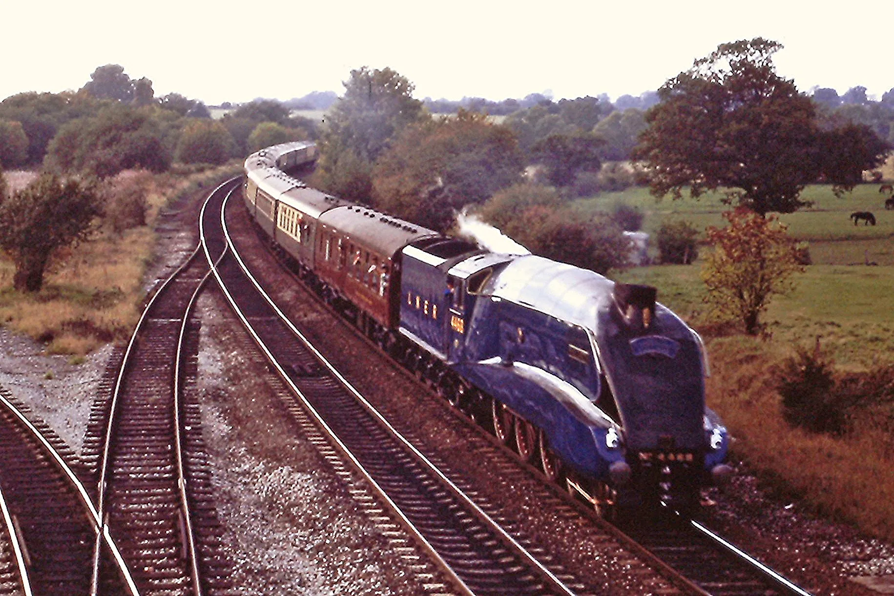 Photo showing: Class A4 4468 Mallard Hatton South Junction 1986