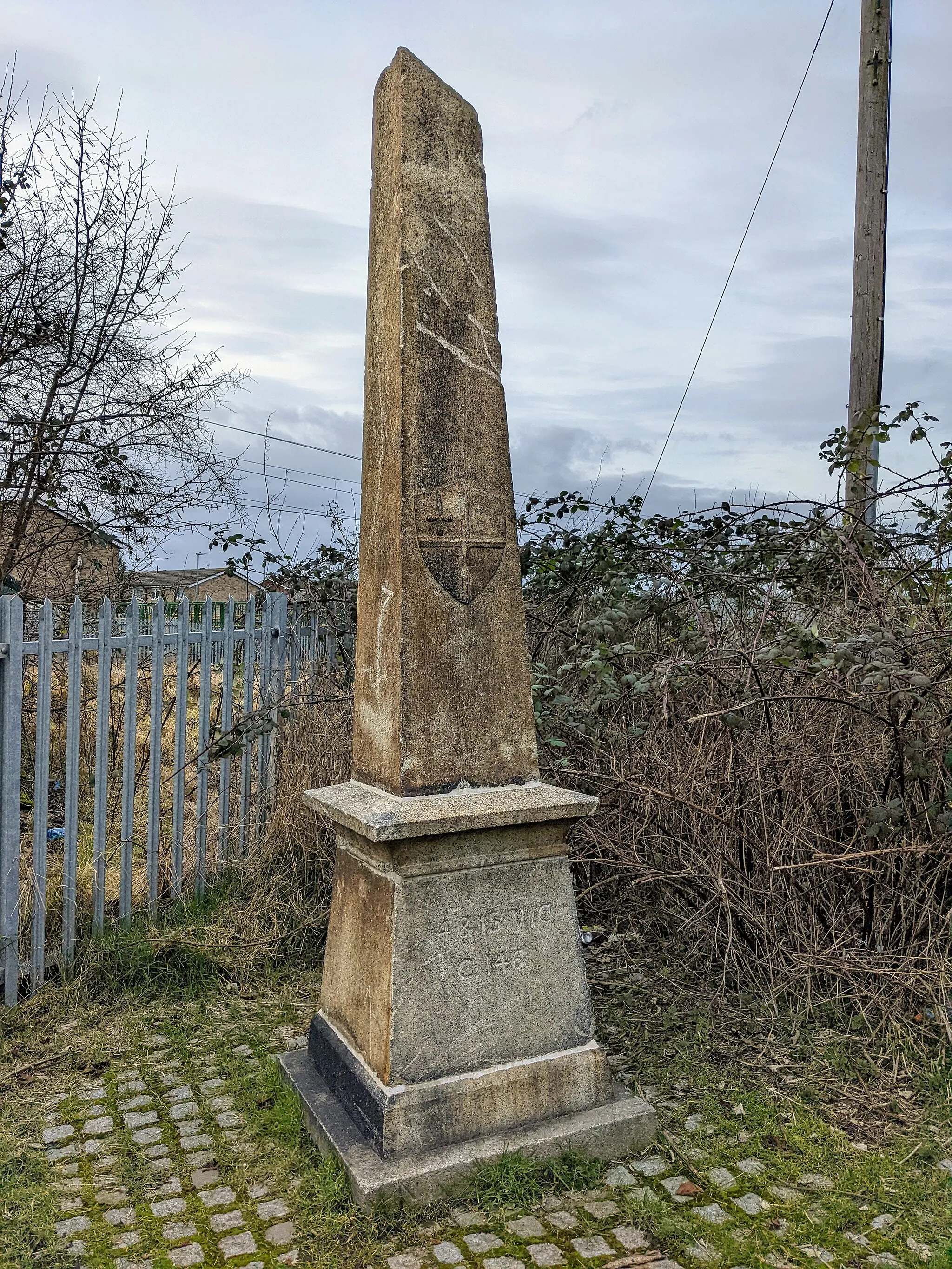 Photo showing: Coal tax post next to railway, Wormley, Hertfordshire