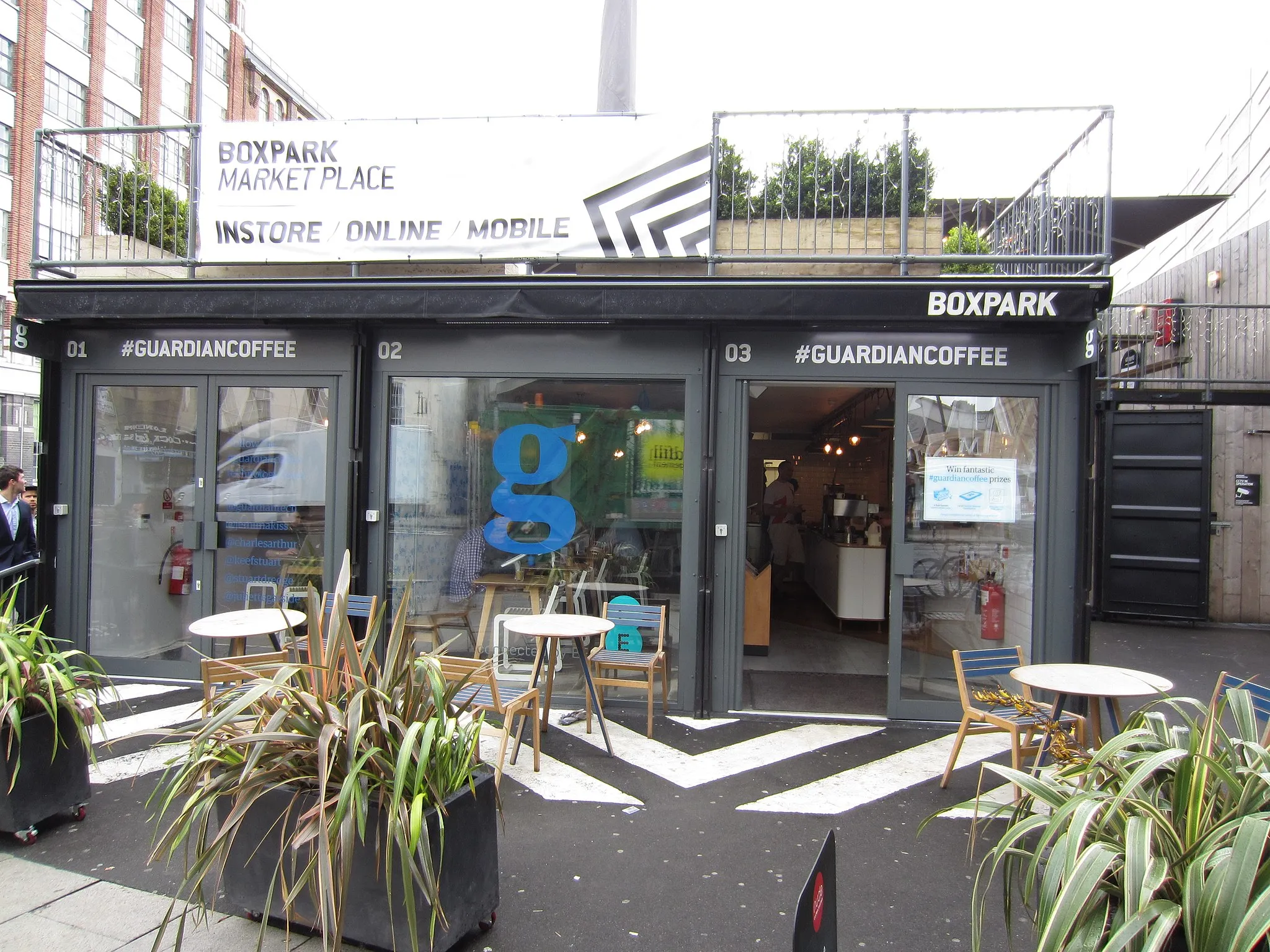 Photo showing: #guardiancoffee at Boxpark in London