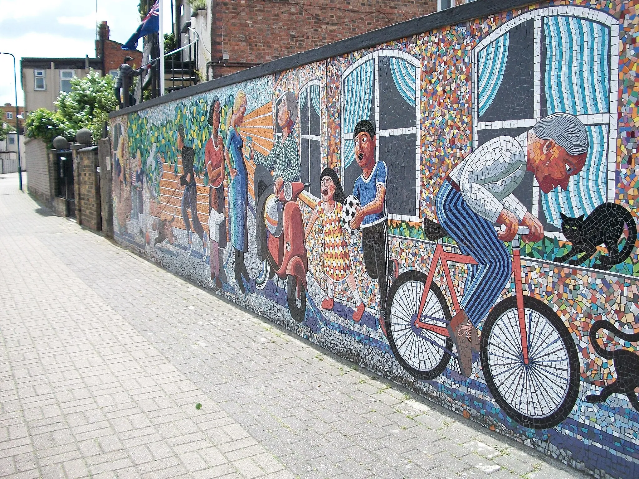 Photo showing: Tile mural on Church Path in Harlesden, London, United Kingdom.