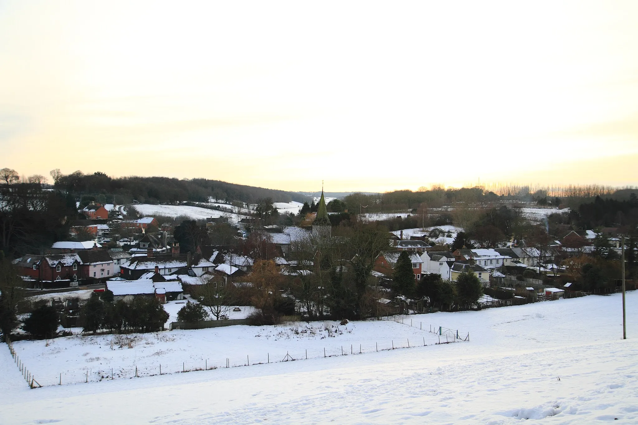 Photo showing: Newnham in snow from Hilly Field