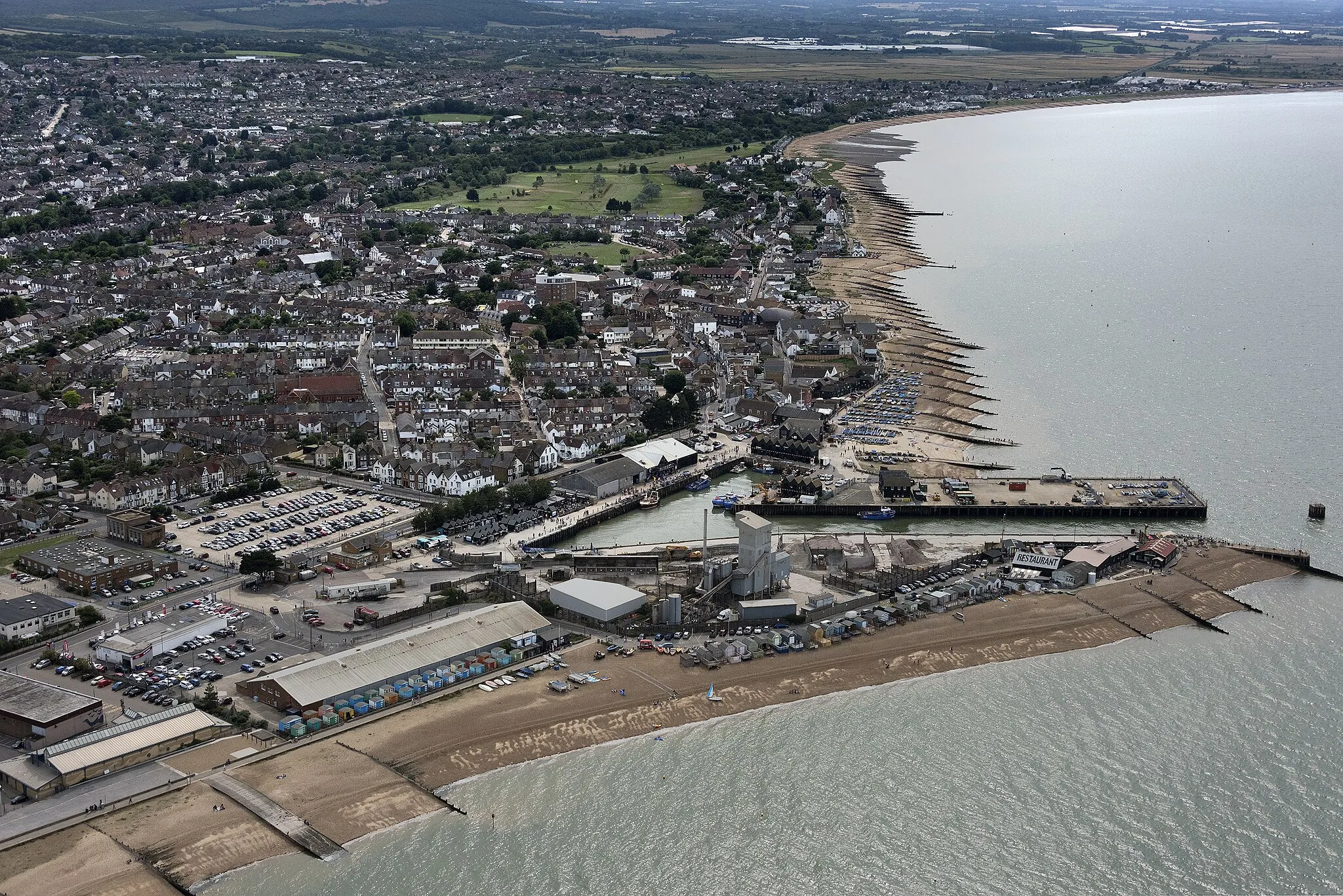 Photo showing: Flying over Whitstable on the coast of Kent UK