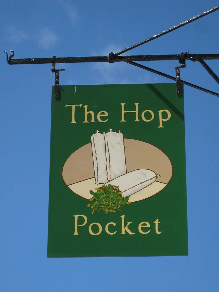 Photo showing: The Hop Pocket sign