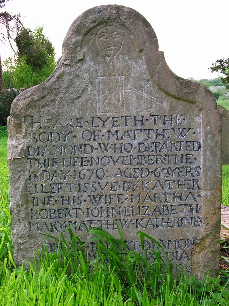 Photo showing: 17th c. gravestone, Brenchley, Kent