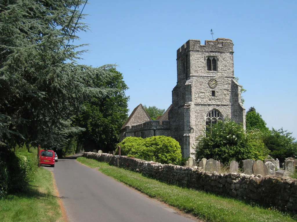 Photo showing: SS Peter and Paul parish church, Church Lane, East Sutton, Kent, seen from the west