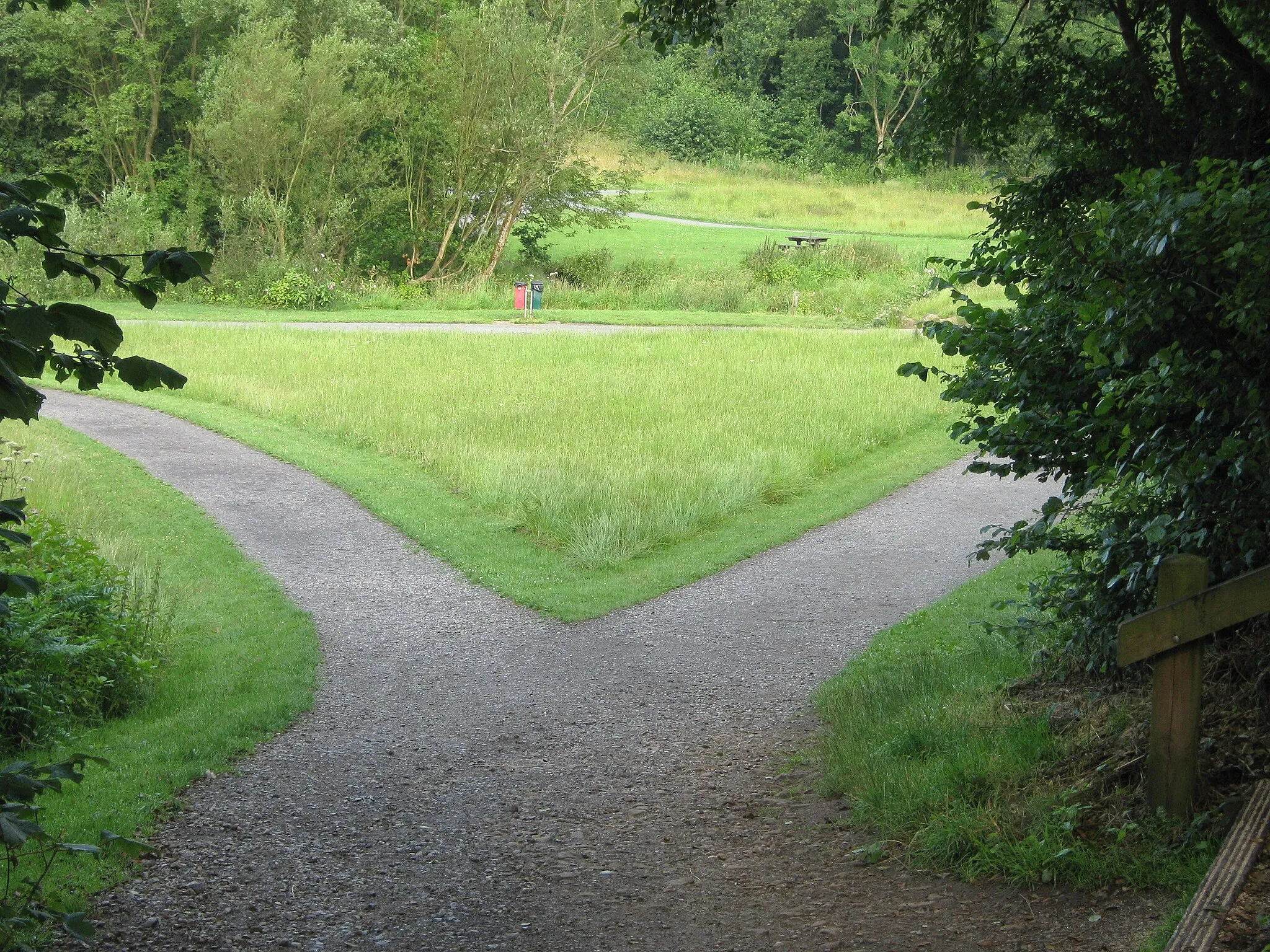 Photo showing: A triangle of paths