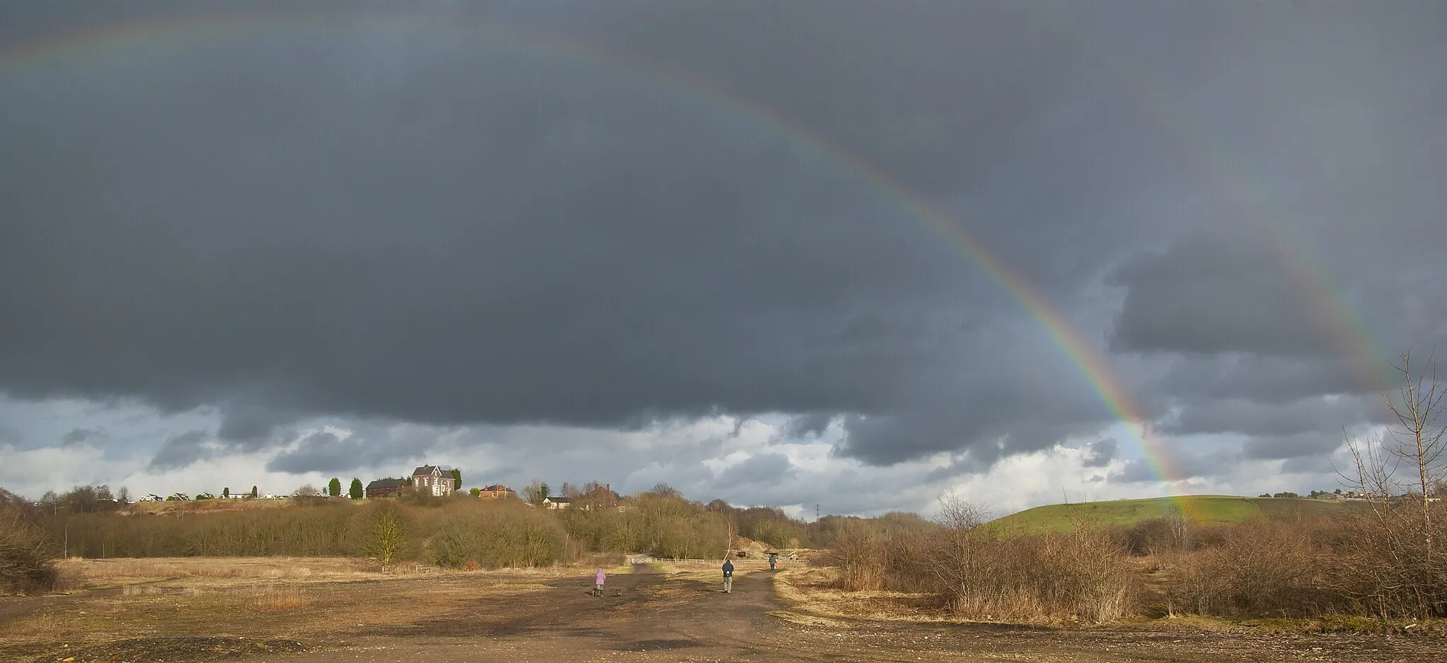 Photo showing: A double rainbow at Nob End Nature Reserve