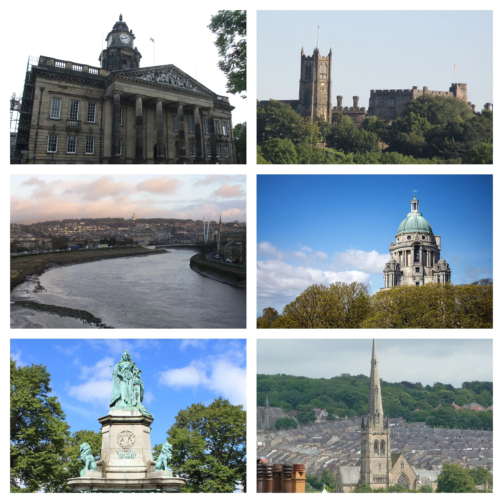 Photo showing: == Summary ==

DescriptionLancaster Collage 2022.jpg

Clockwise from top right: Lancaster Town Hall, Lancaster Priory and Castle, Ashton Memorial, Lancaster Cathedral, Queen Victoria Statue and Lancaster from Lune Bridge.
Date

22:55, 27 August 2022
Source

(File: Lancaster Town Hall 6822.JPG), (File:Lancaster Priory and Castle.JPG), (File:Ashton Memorial-IMG 0635.jpg), (File:Lancaster Cathedral 03.jpg), (File:The statue of Queen Victoria in Dalton Square, Lancaster - geograph.org.uk - 2547243.jpg), (File:Lancaster and the Lune from the Greyhound Bridge.jpg)
Author

Clem Rutter, Rochester, Kent(File:Lancaster Town Hall 6822.JPG) Antiquary(: ) PangolinOne(File:Ashton Memorial-IMG 0635.jpg) Immanuel Giel(File:Lancaster Cathedral 03.jpg) Michael Fox(File:The statue of Queen Victoria in Dalton Square, Lancaster - geograph.org.uk - 2547243.jpg) Lupin(File:Lancaster and the Lune from the Greyhound Bridge.jpg)