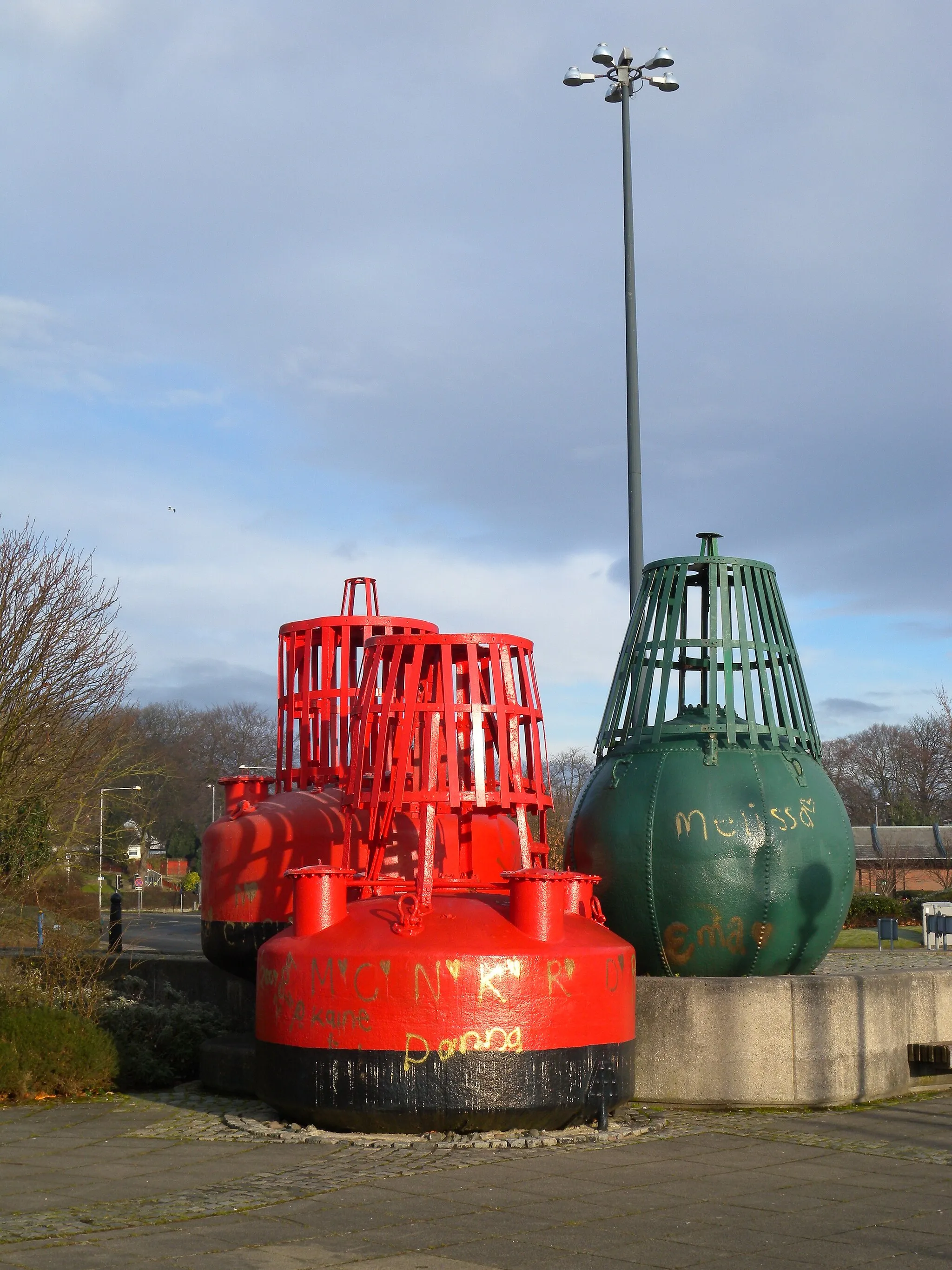 Photo showing: Lateral buoys stored in Ashton-on-Ribble, Preston, England