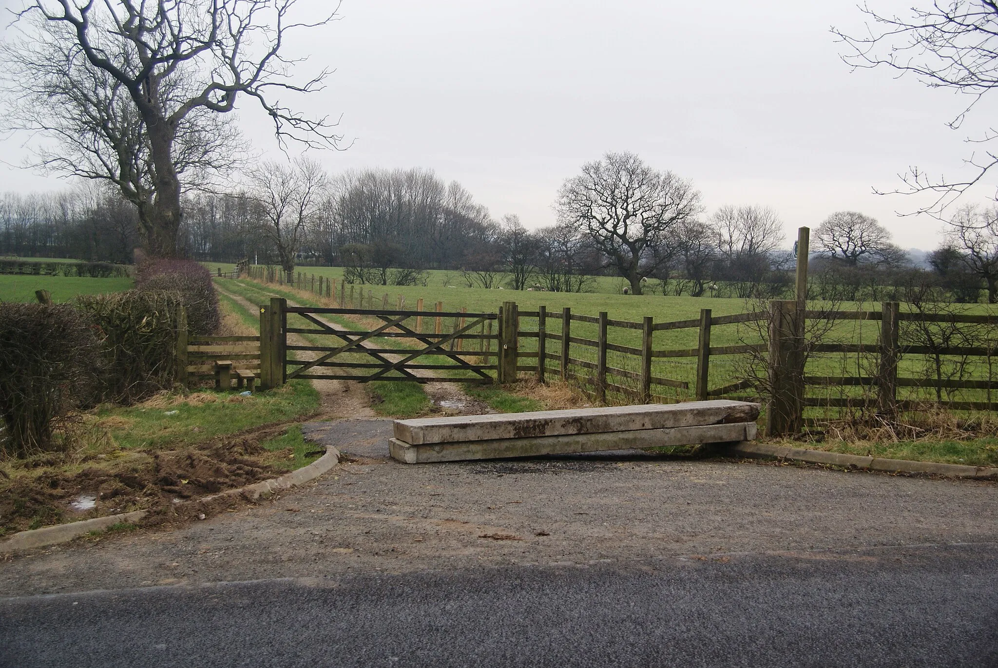 Photo showing: Concrete slabs across the farm track