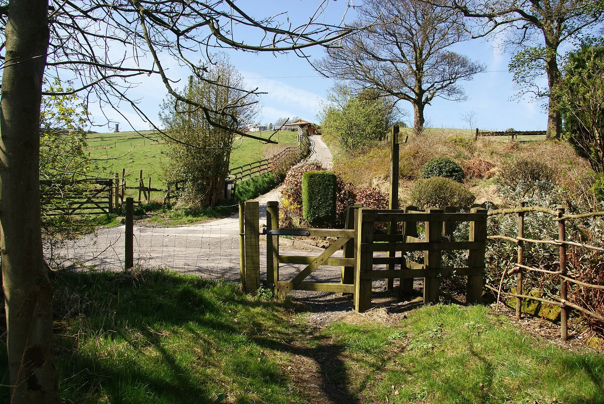 Photo showing: Crossroads of routes below Darwen Moor