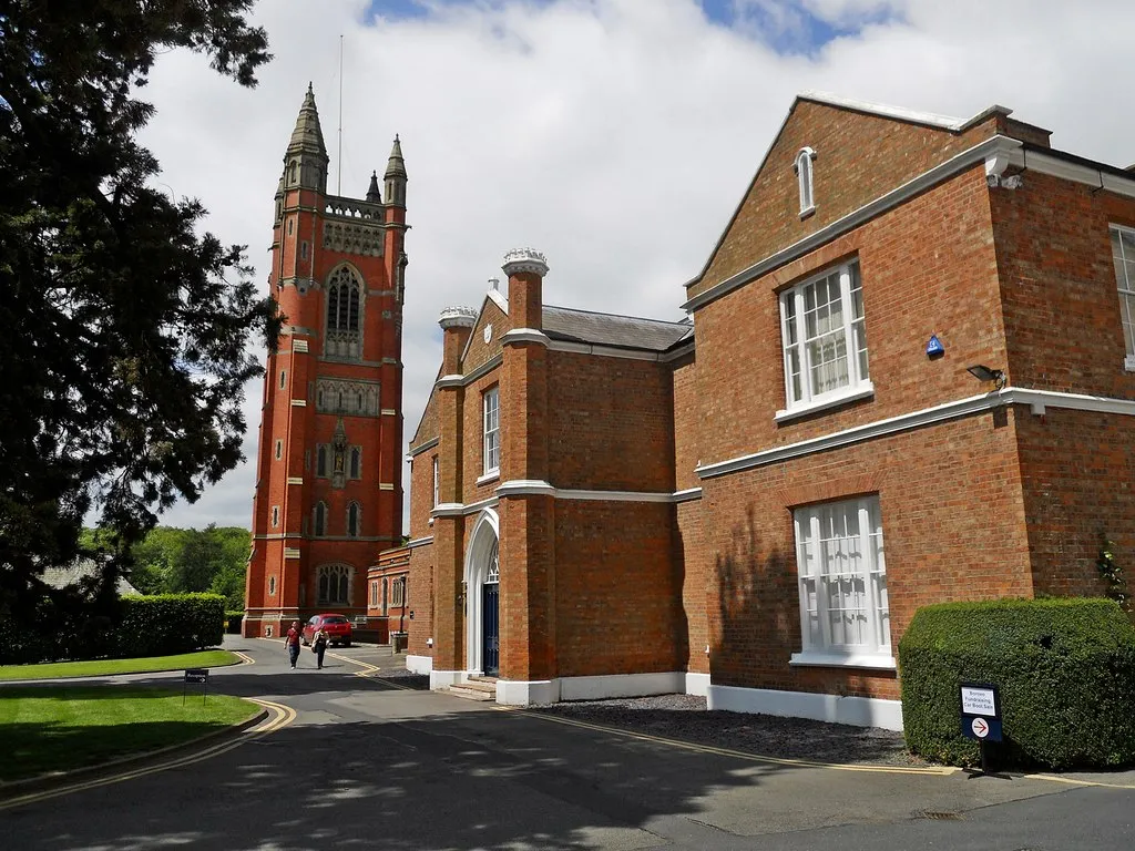 Photo showing: Princethorpe College Grounds. The church tower.