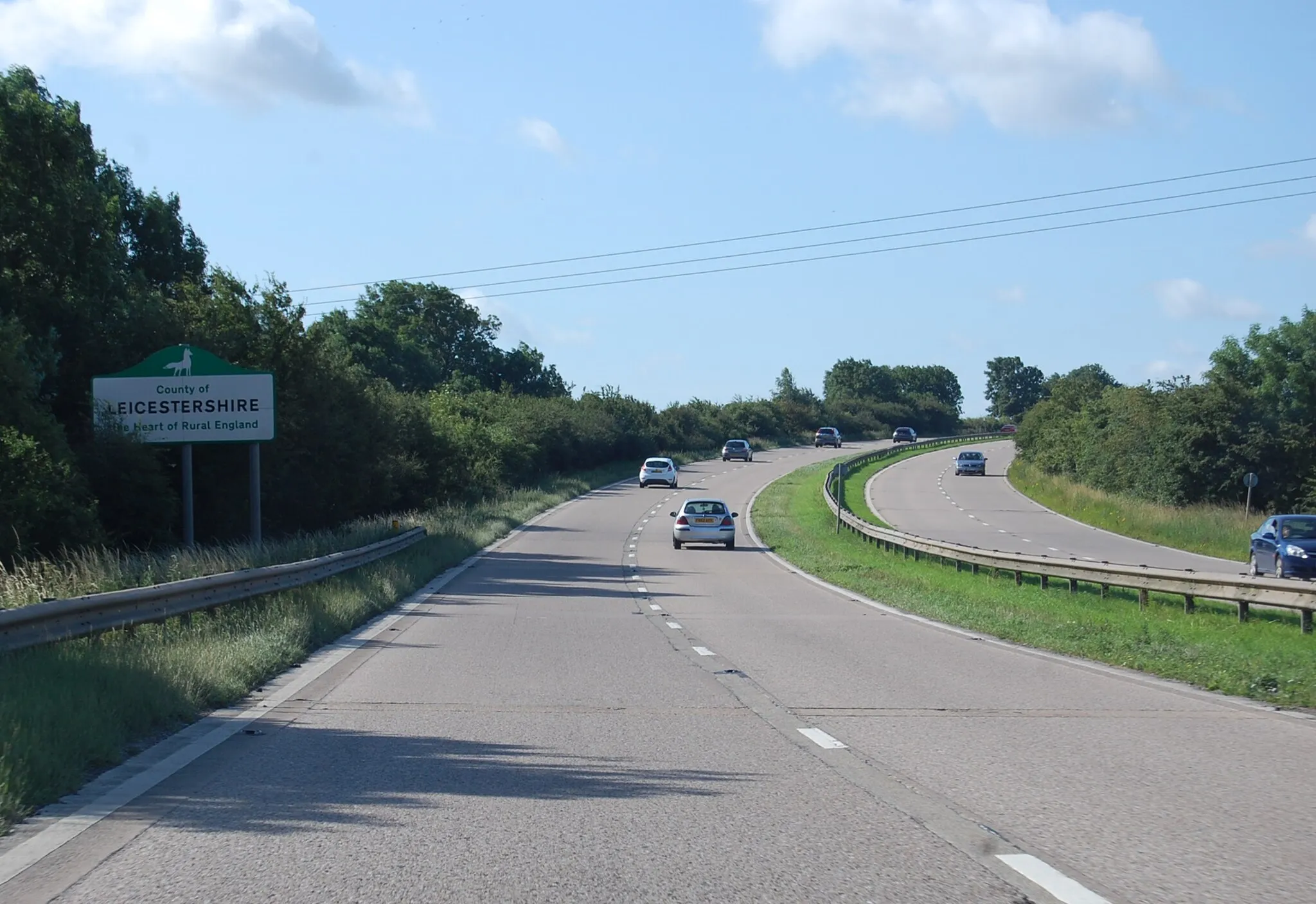 Photo showing: A46 enters Leicestershire