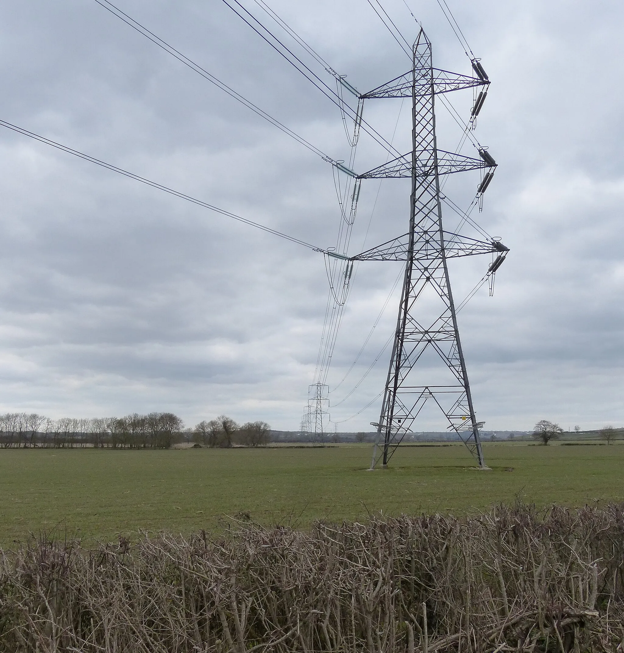Photo showing: Electricity pylons near the River Welland