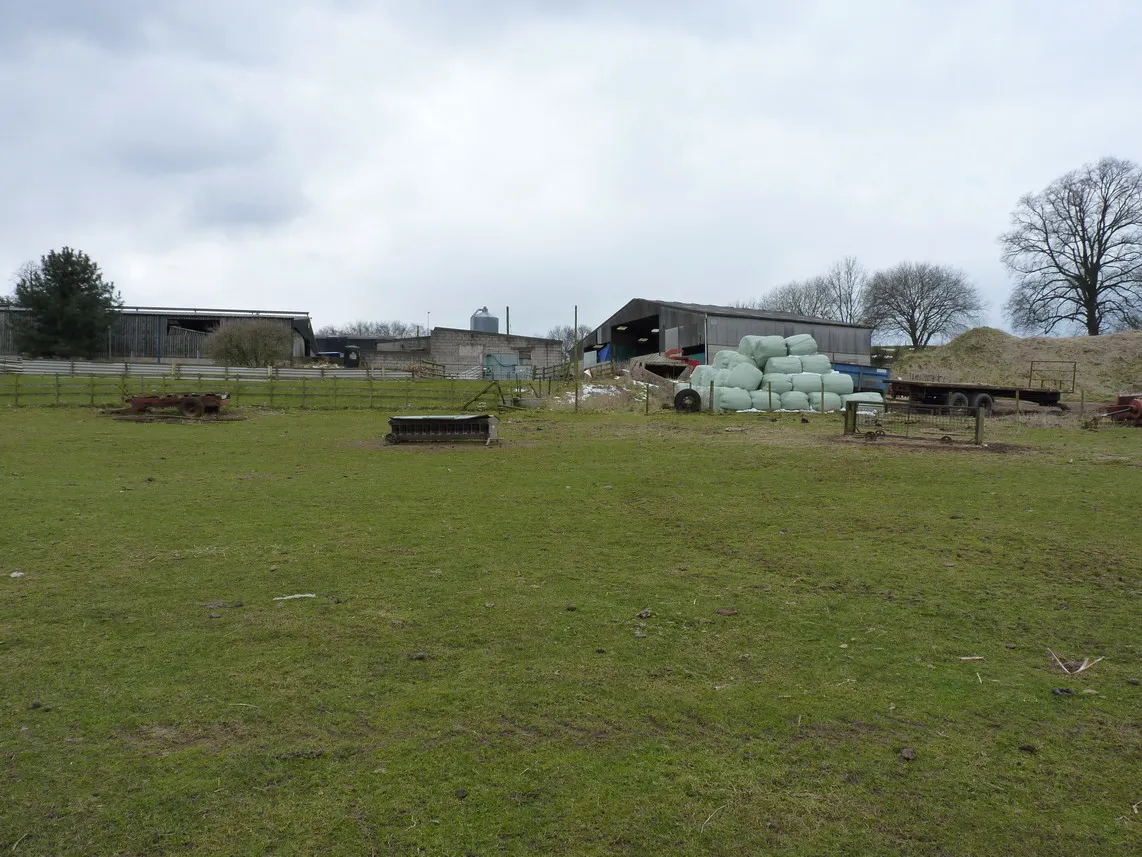 Photo showing: Barns and bales at Dower House Farm