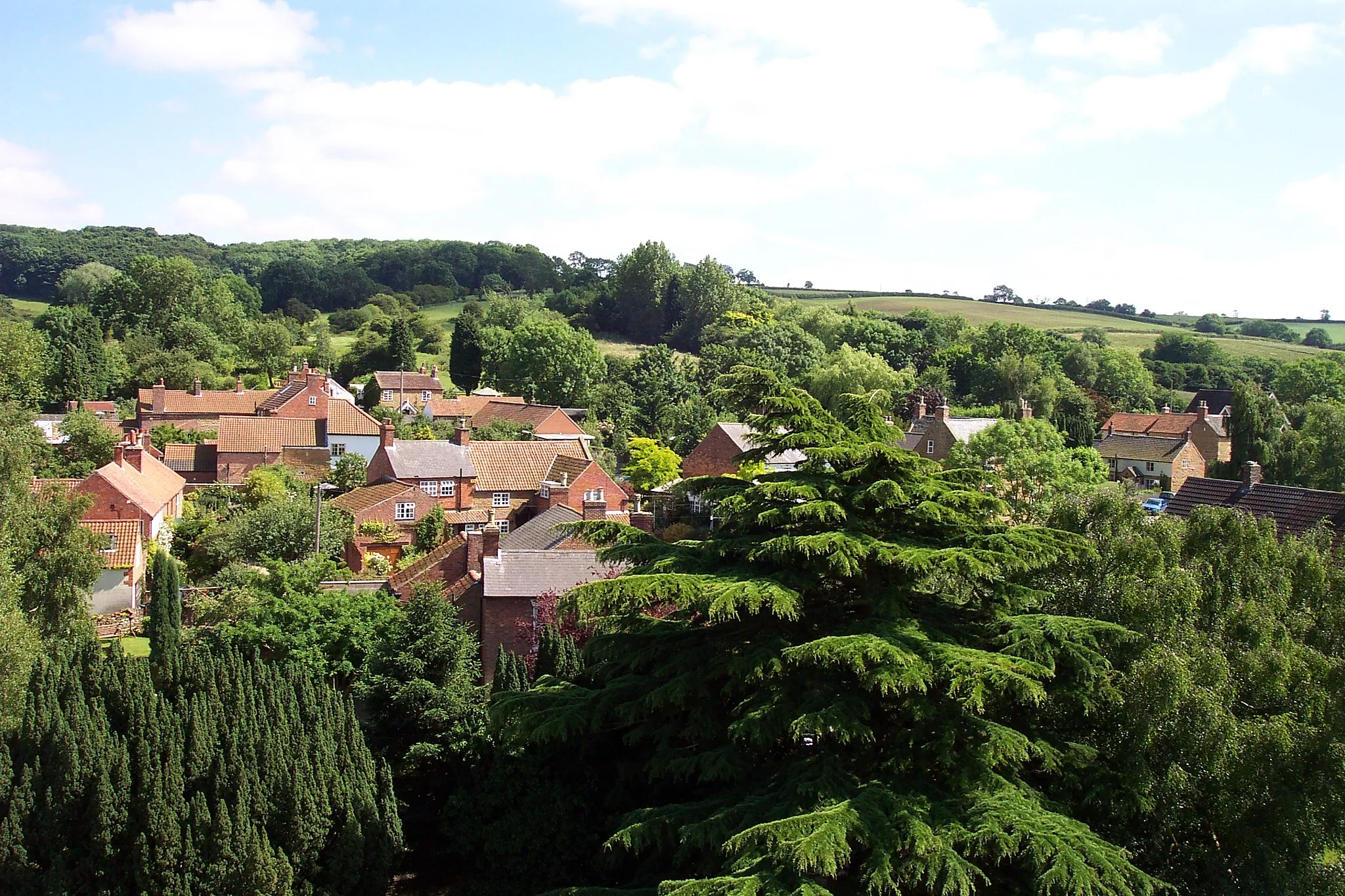 Photo showing: View of Stathern looking South from the roof of St Guthlac's Church