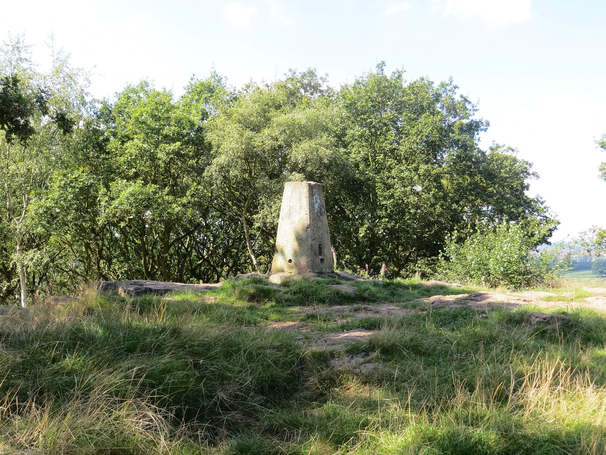 Photo showing: The Top of Stapleford Hill with its Trig Pillar