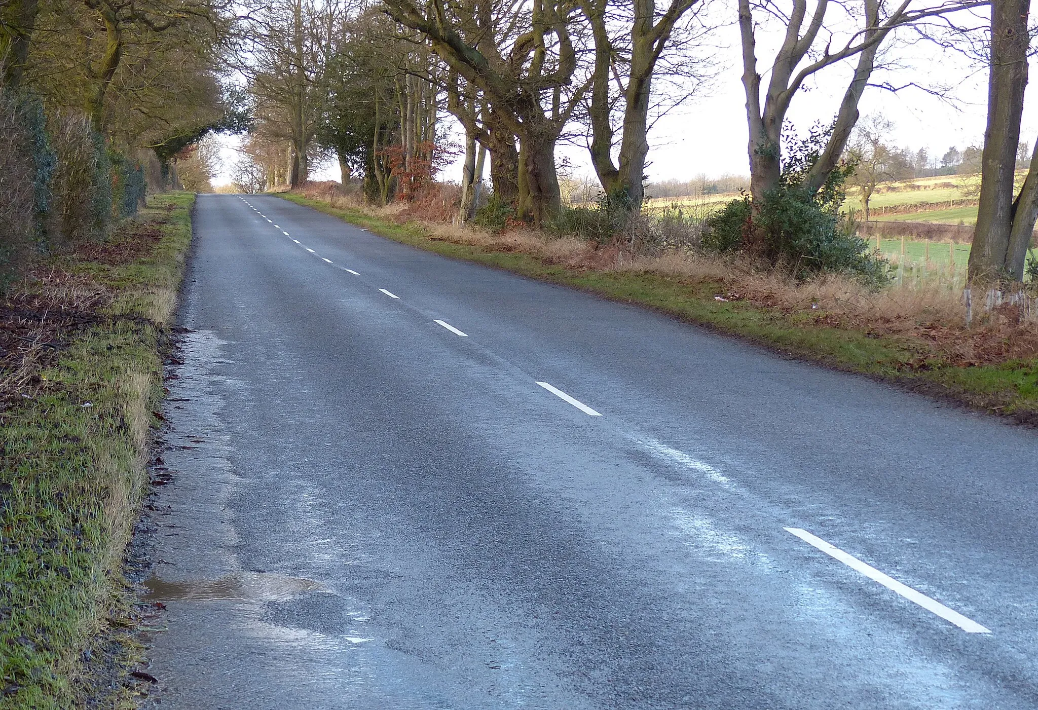 Photo showing: B5530 climbing towards the Beacon Hill Crossroads