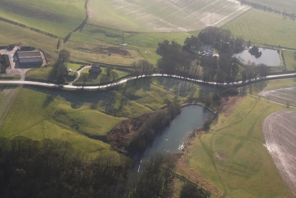 Photo showing: Cawkwell Medieval Village: aerial 2014