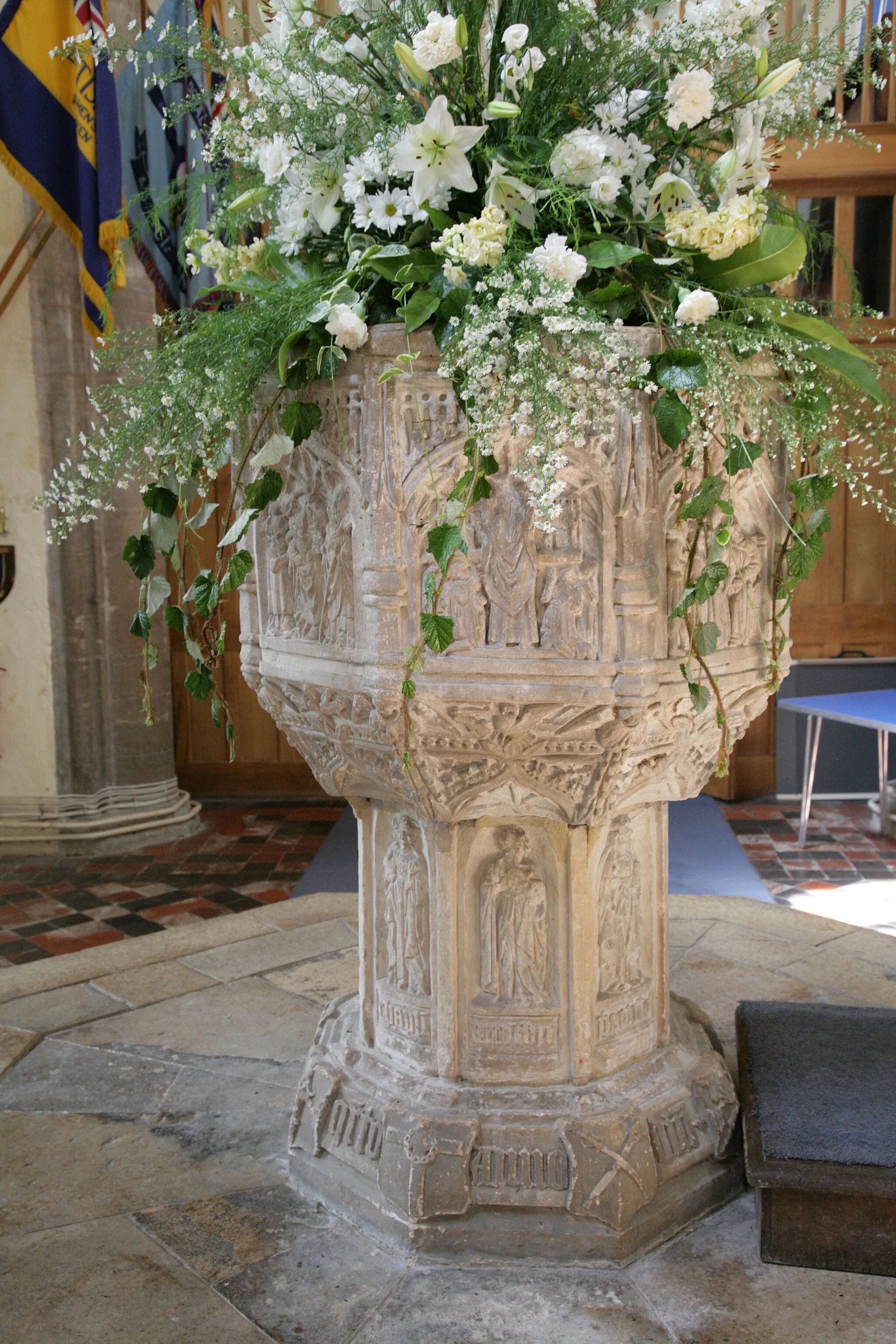 Photo showing: The church All Saints in Walsoken. The font.