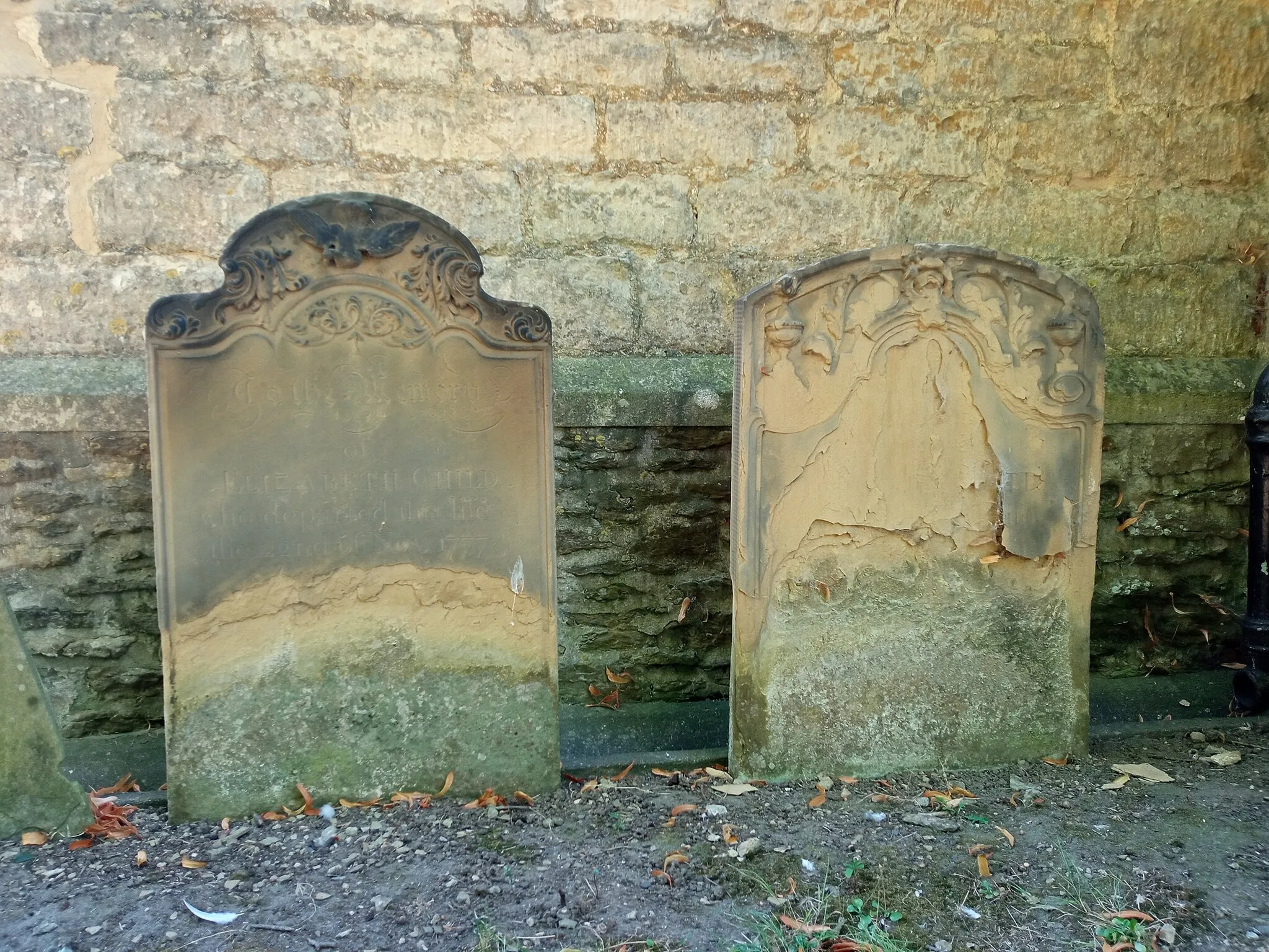 Photo showing: 2 Gravestones At East End Of Church Of St Mary (building in Welton, West Lindsey, Lincolnshire, UK)