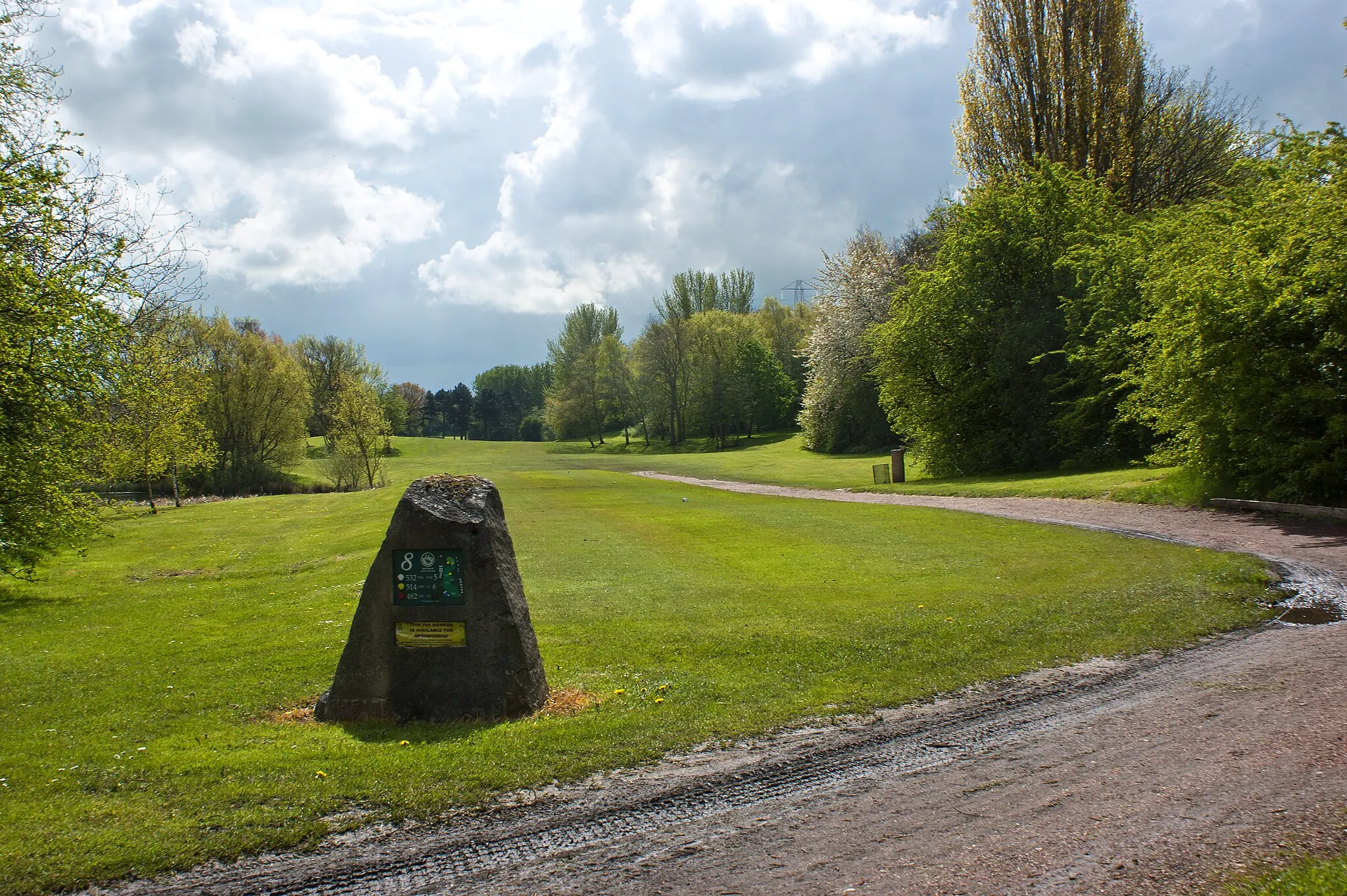 Photo showing: A tee marker looking for a sponsor