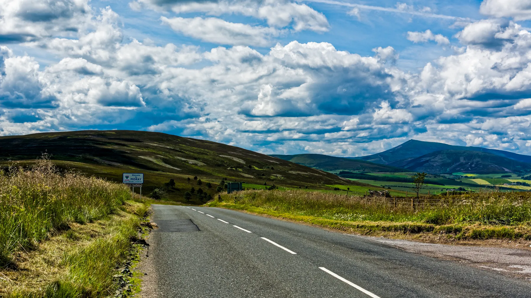 Photo showing: A920 entering Moray with view of Ben Rinnes in the distance