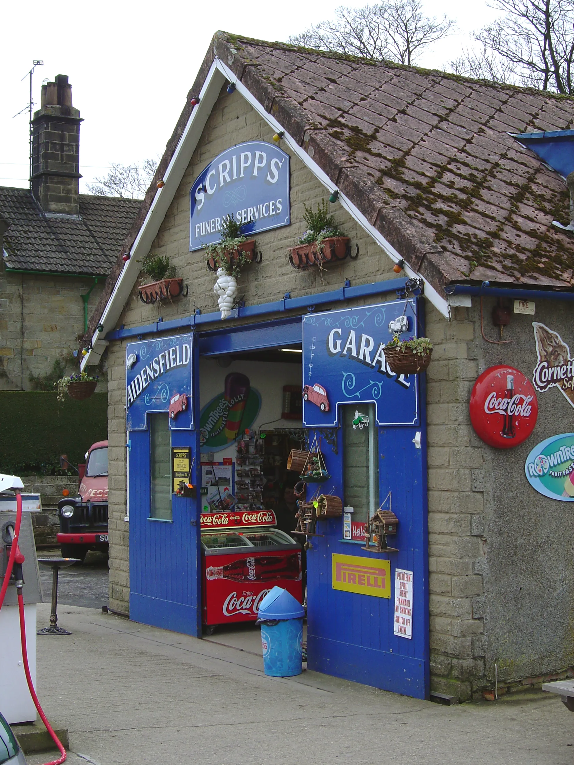 Photo showing: Scripp's Funeral Services and Petrol Station, Goathland, North Yorkshire.